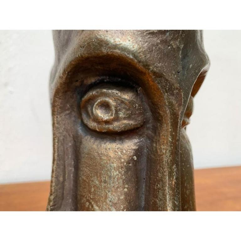 Mid-Century Brutalist Abstract Bronze Face Vase For Sale 4