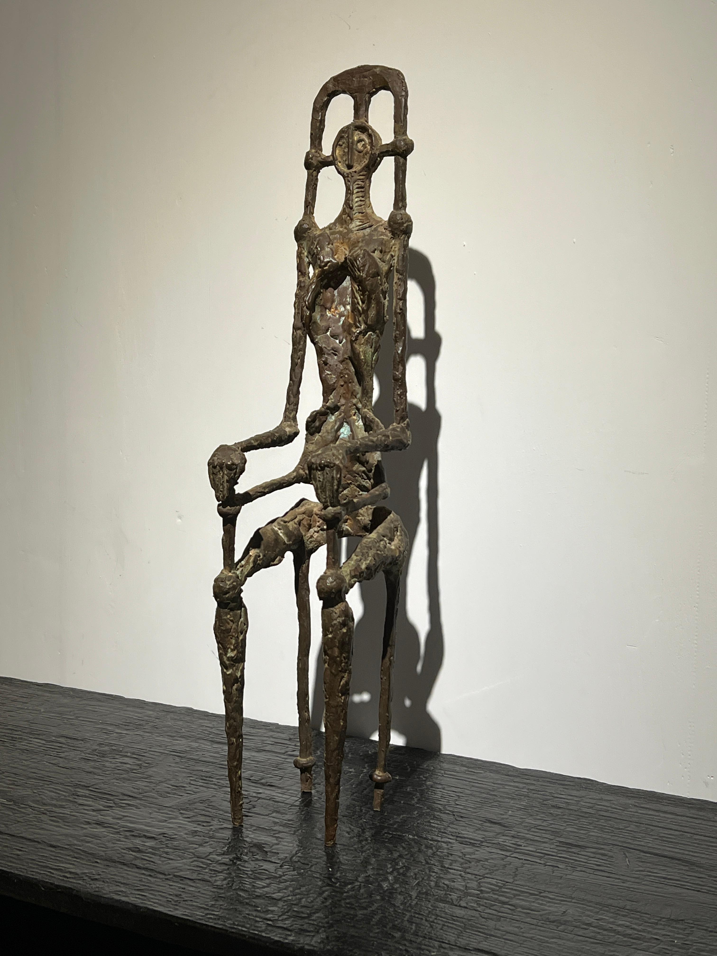 Mid-Century brutalist abstract Bronze Sculpture, style of Giacometti & Miro For Sale 3