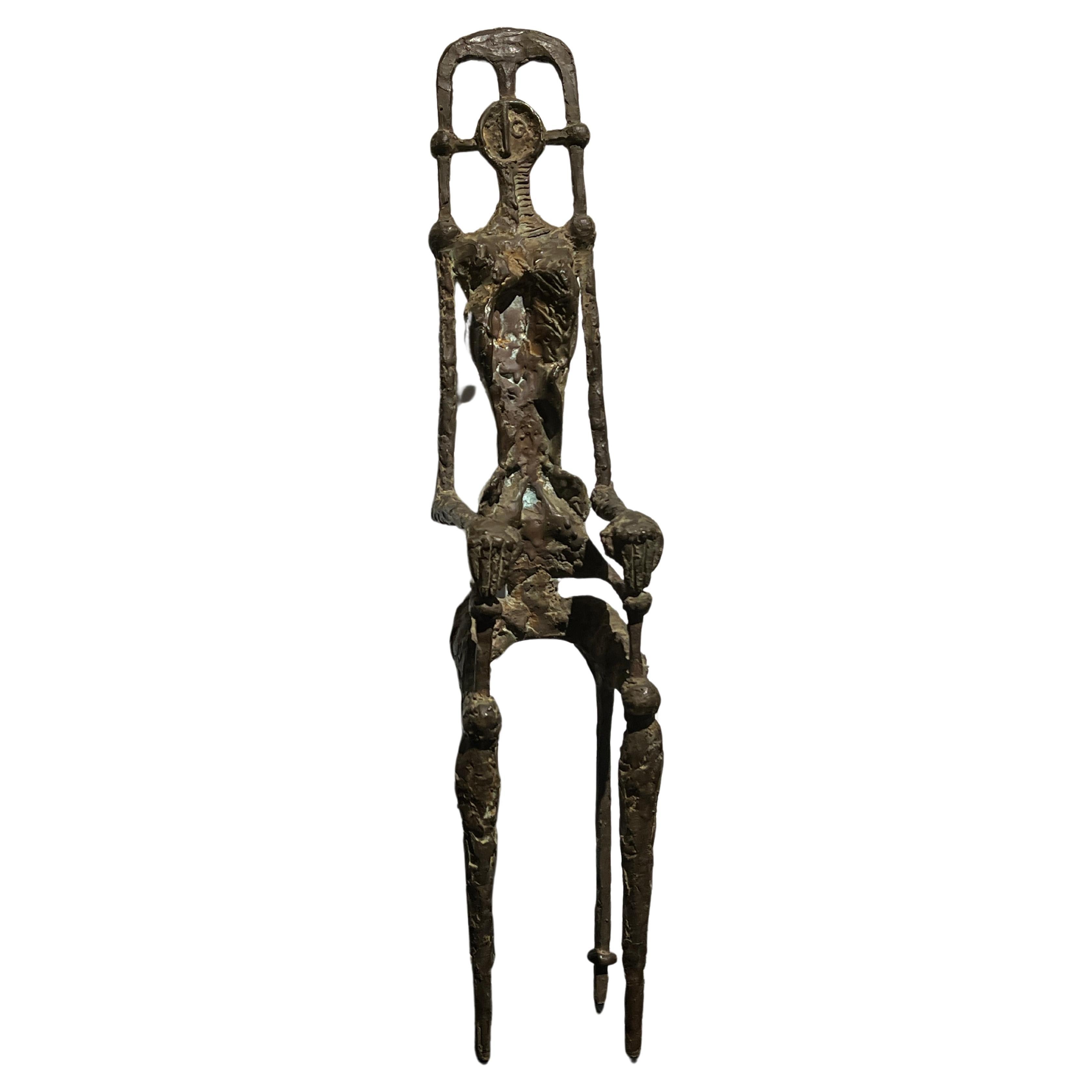 Mid-Century brutalist abstract Bronze Sculpture, style of Giacometti & Miro For Sale
