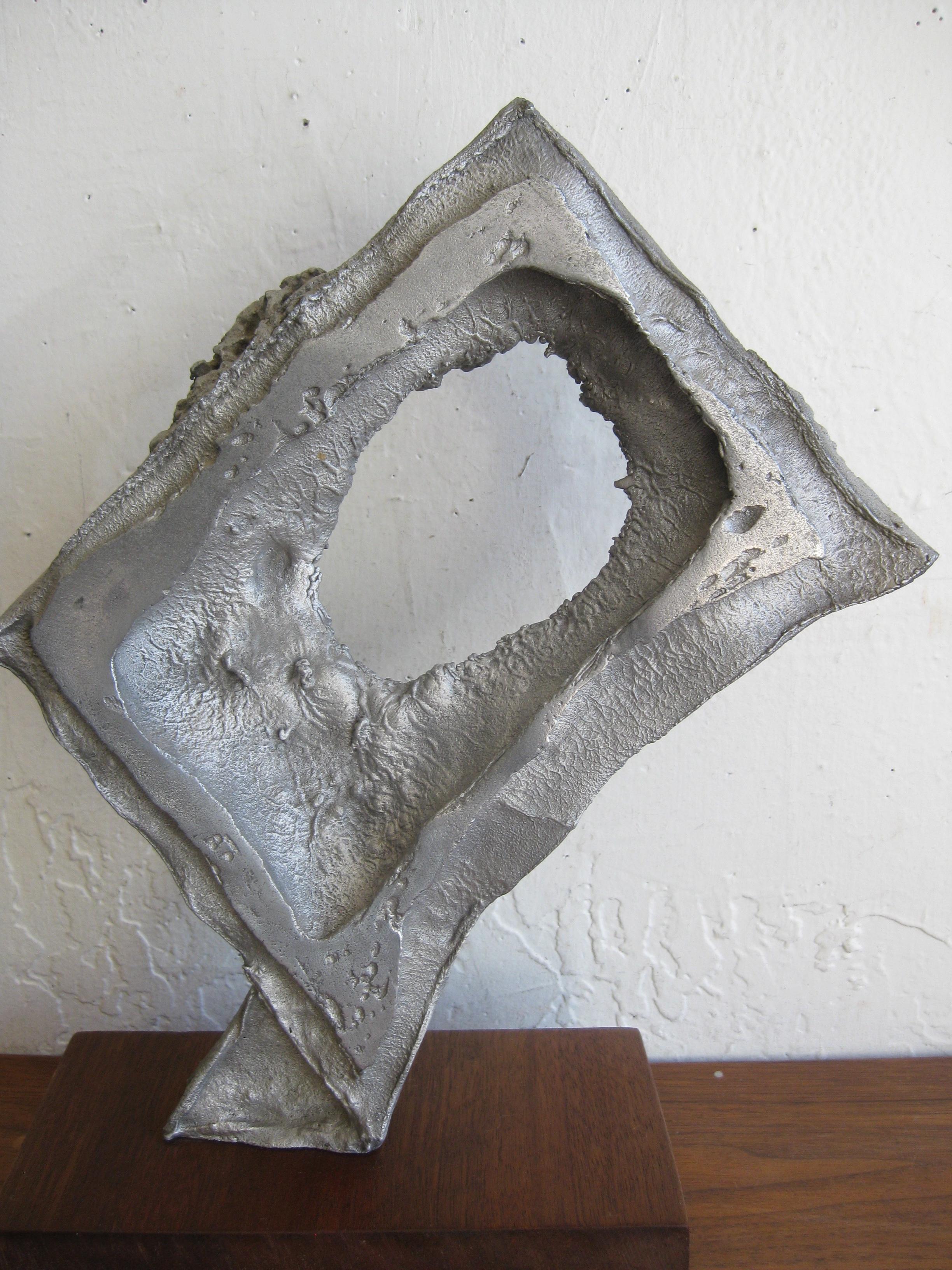 Midcentury Brutalist Abstract Cast Aluminum Sculpture Manner of Donald Drumm For Sale 2