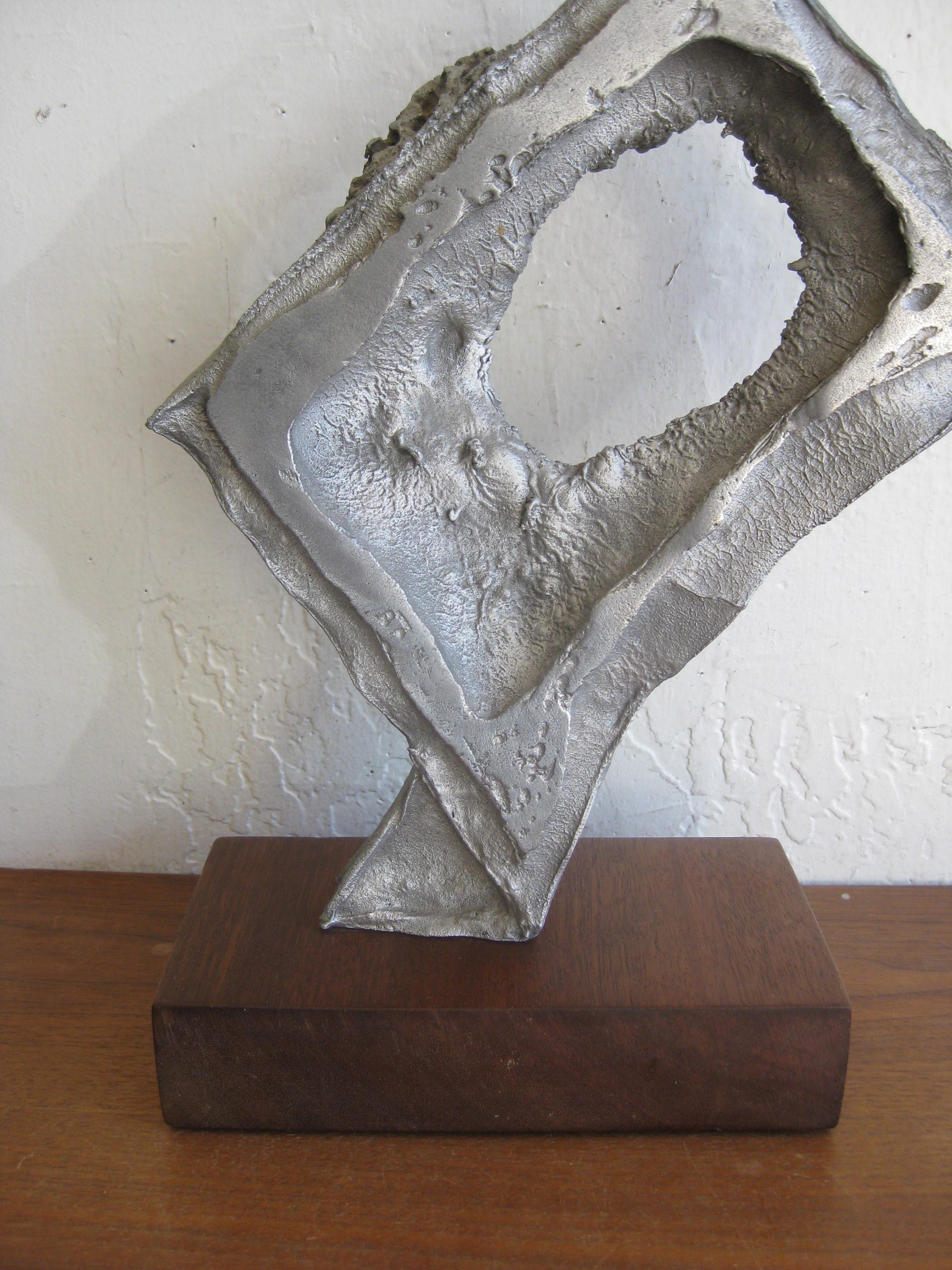 Midcentury Brutalist Abstract Cast Aluminum Sculpture Manner of Donald Drumm For Sale 3