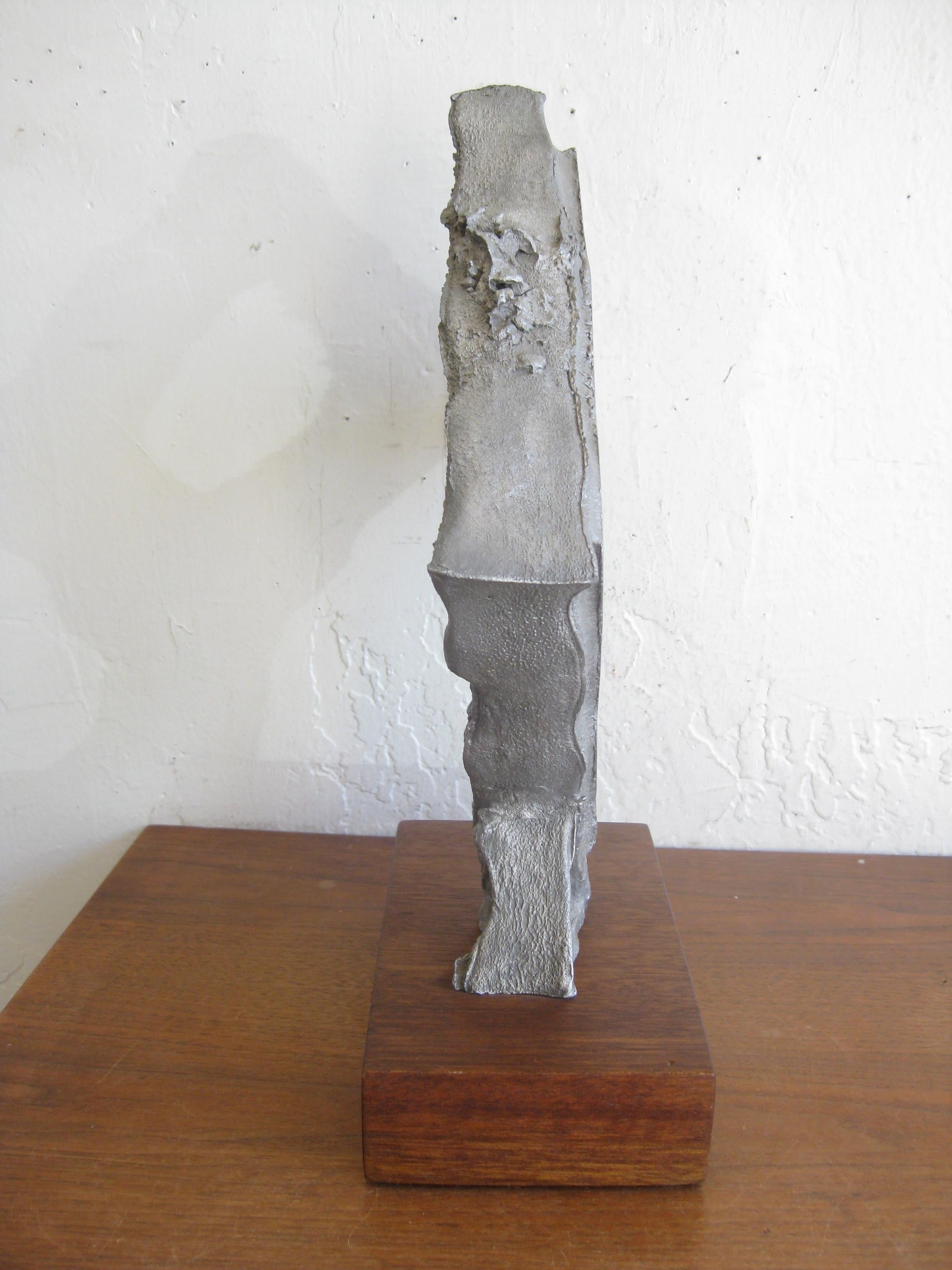 Midcentury Brutalist Abstract Cast Aluminum Sculpture Manner of Donald Drumm In Excellent Condition For Sale In San Diego, CA