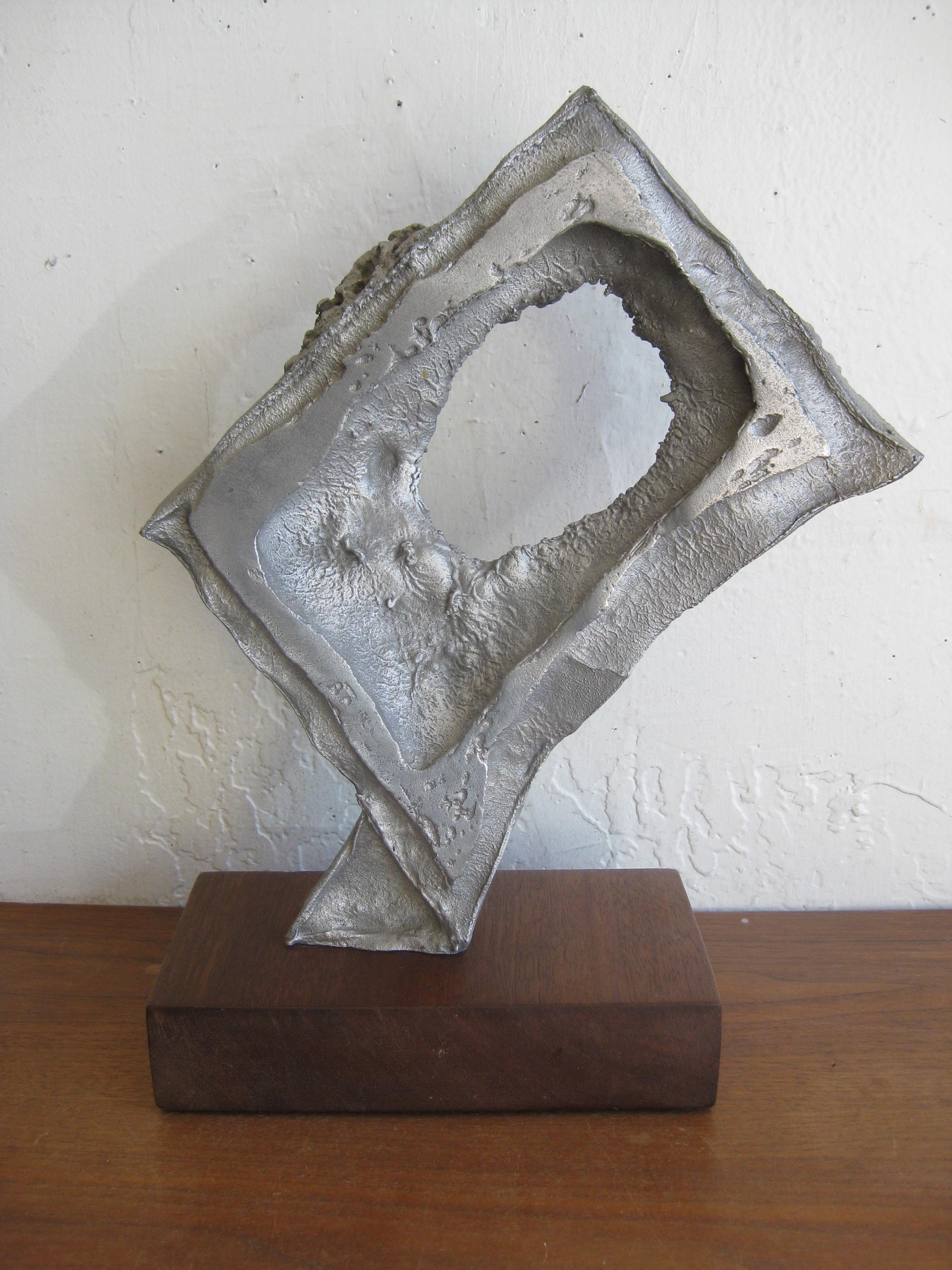Midcentury Brutalist Abstract Cast Aluminum Sculpture Manner of Donald Drumm For Sale 1