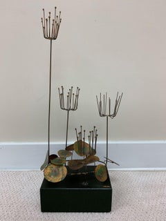 Mid Century Brutalist Abstract Curtis Jere Sculpture Signed 1966 Lily Pads
