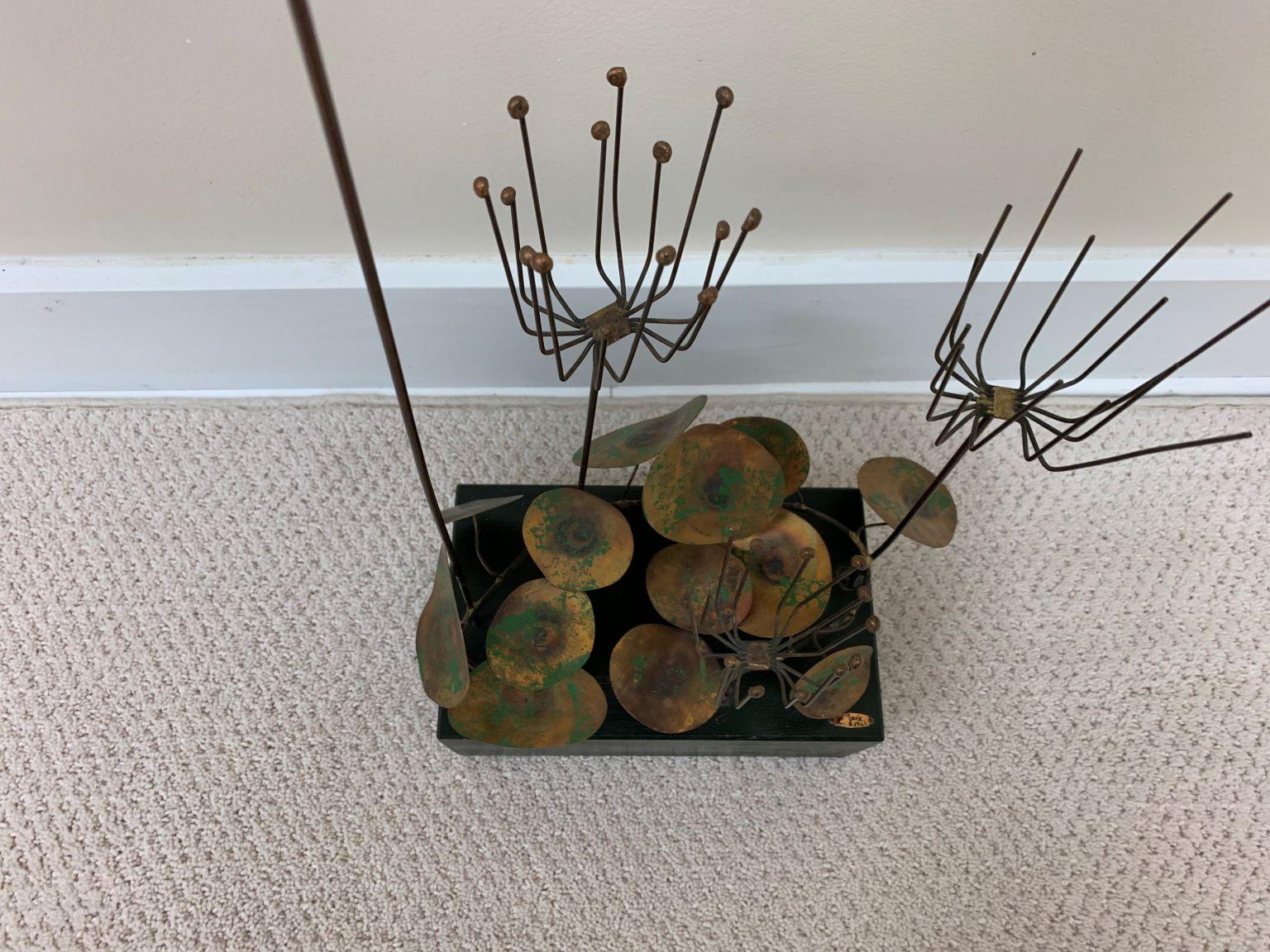 Mid-Century Modern Mid Century Brutalist Abstract Curtis Jere Sculpture Signed 1966 Lily Pads