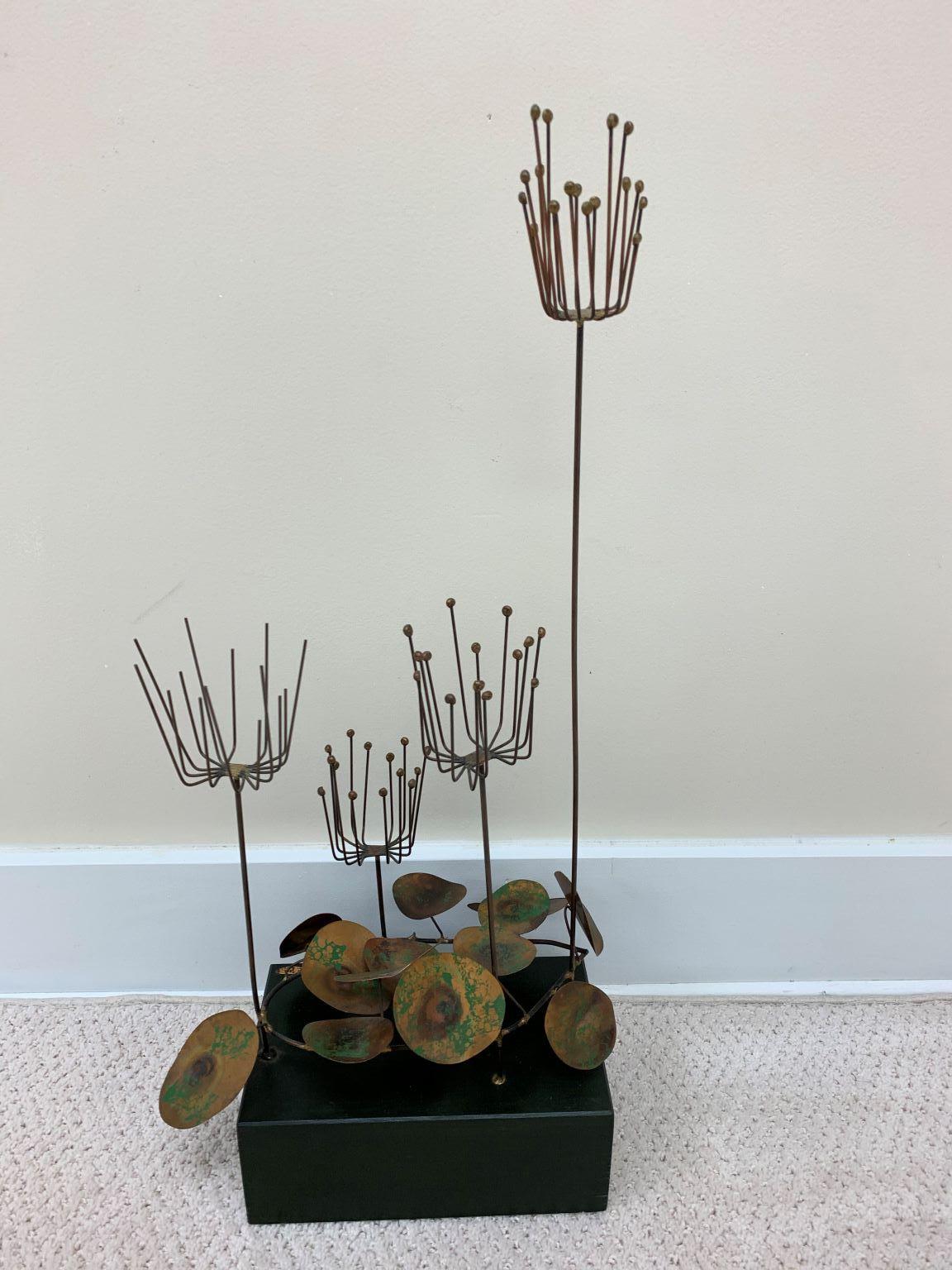 Mid Century Brutalist Abstract Curtis Jere Sculpture Signed 1966 Lily Pads 1