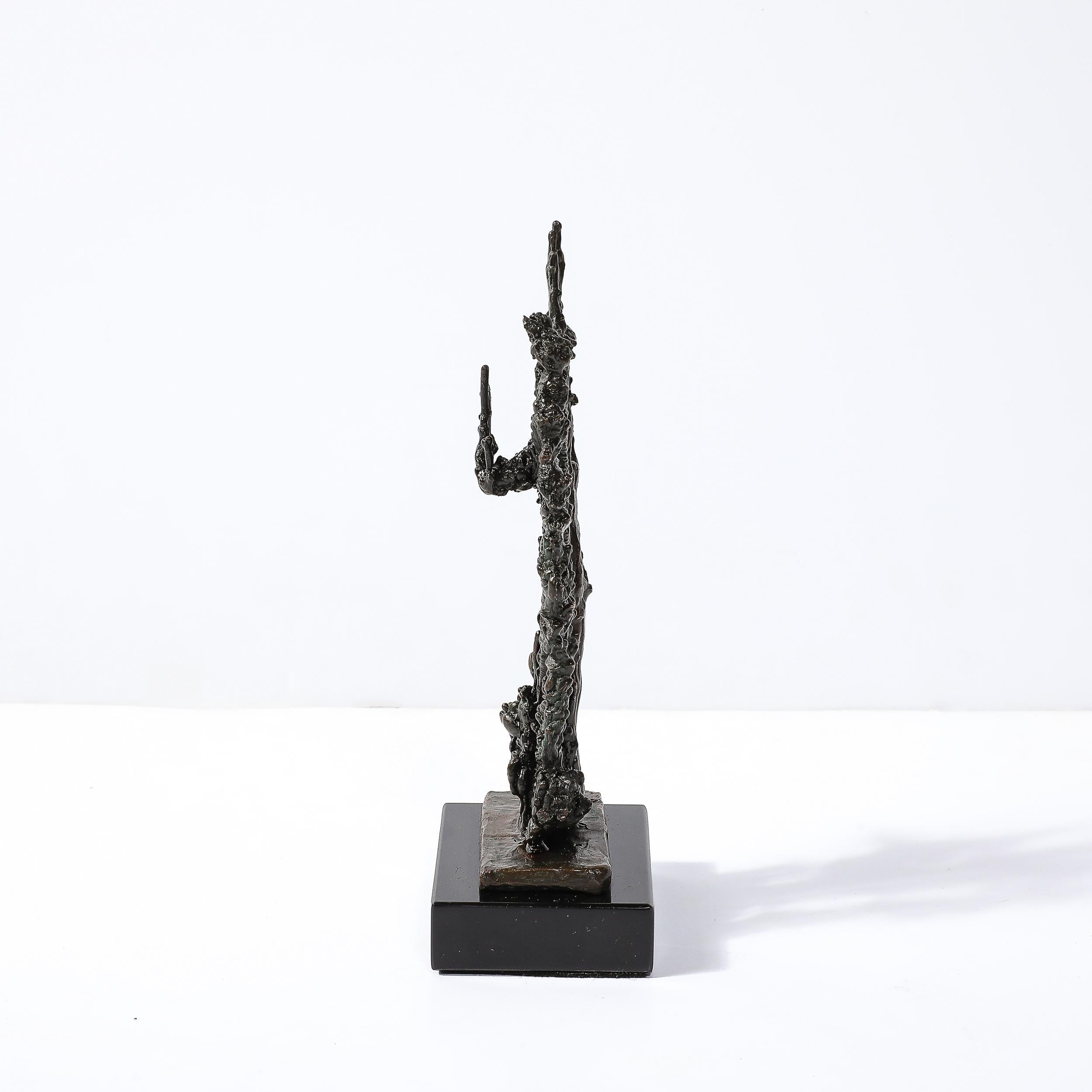 Mid-20th Century Mid-Century Brutalist Abstract Organic Bronze & Marble Sculpture signed Marion N For Sale