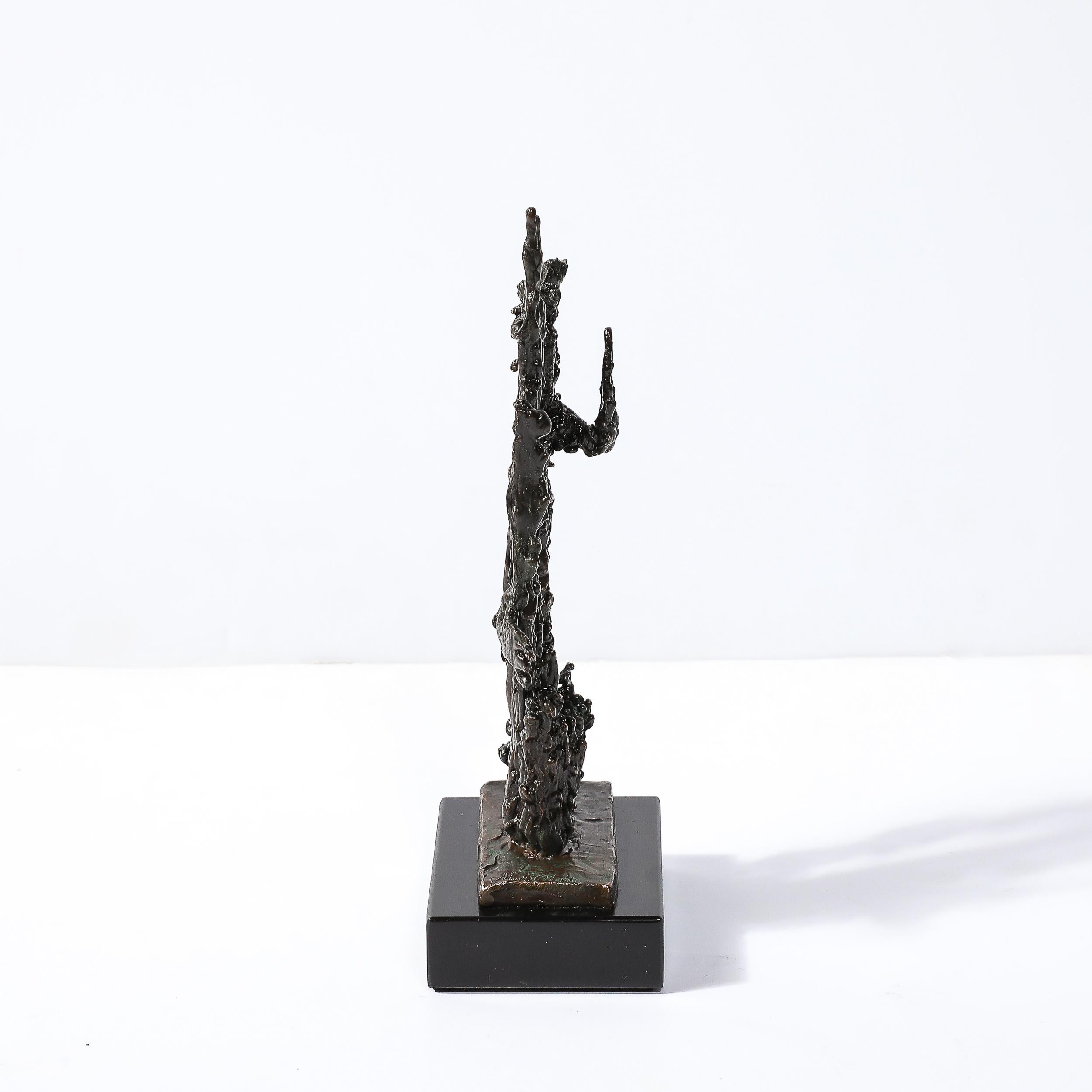 Mid-Century Brutalist Abstract Organic Bronze & Marble Sculpture signed Marion N For Sale 2