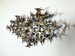 Scultura da parete in stile brutalista di Marc Weinstein, acciaio saldato, 1970 circa