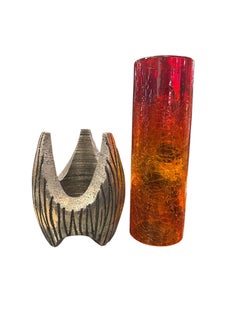 Bougeoir en aluminium et verre de style brutaliste du milieu du siècle