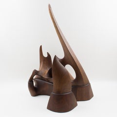 Architettura brutalista di metà secolo Wood Scultura futuristica