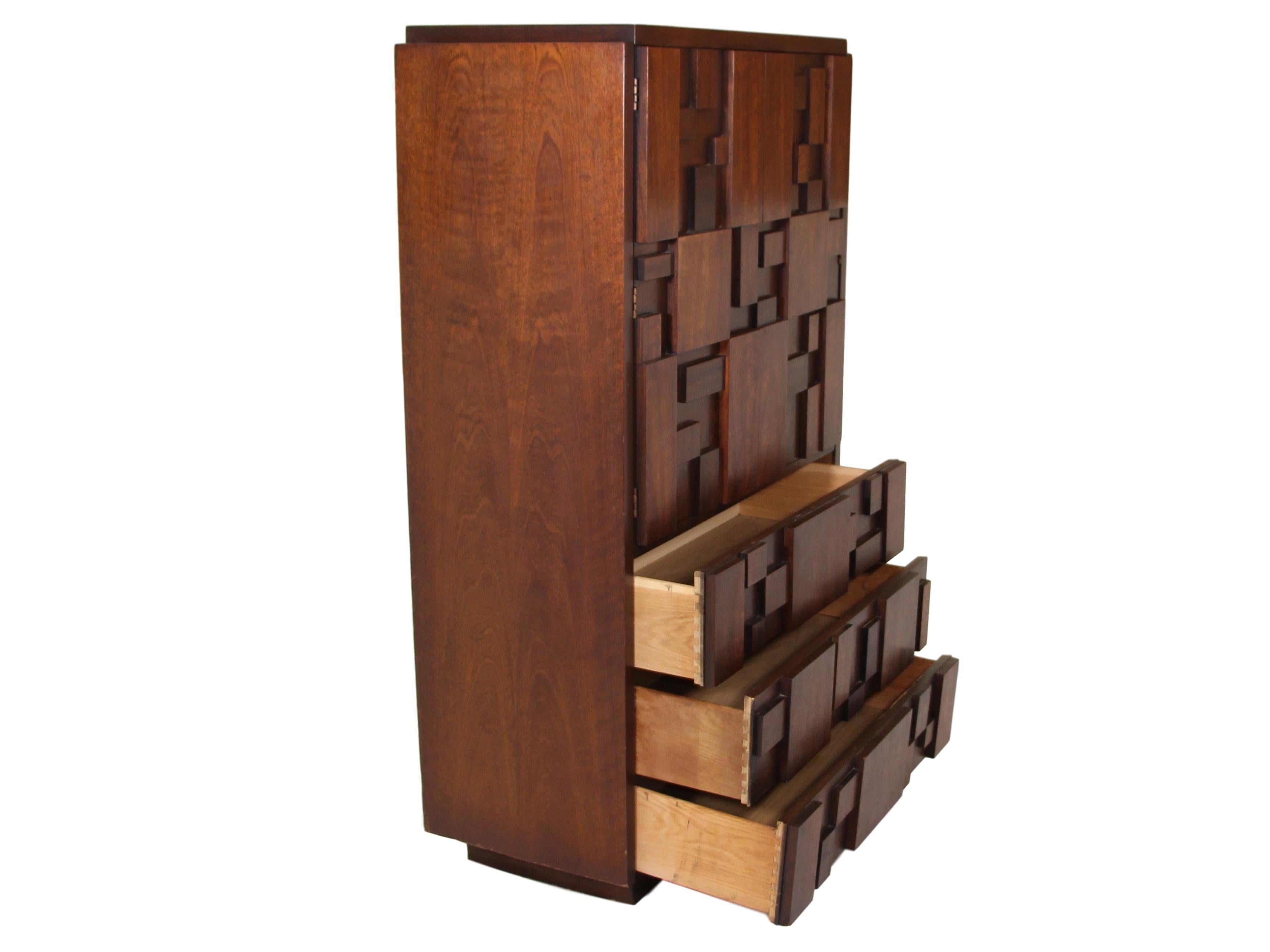 Mid-Century Modern Midcentury Brutalist Armoire by Lane For Sale