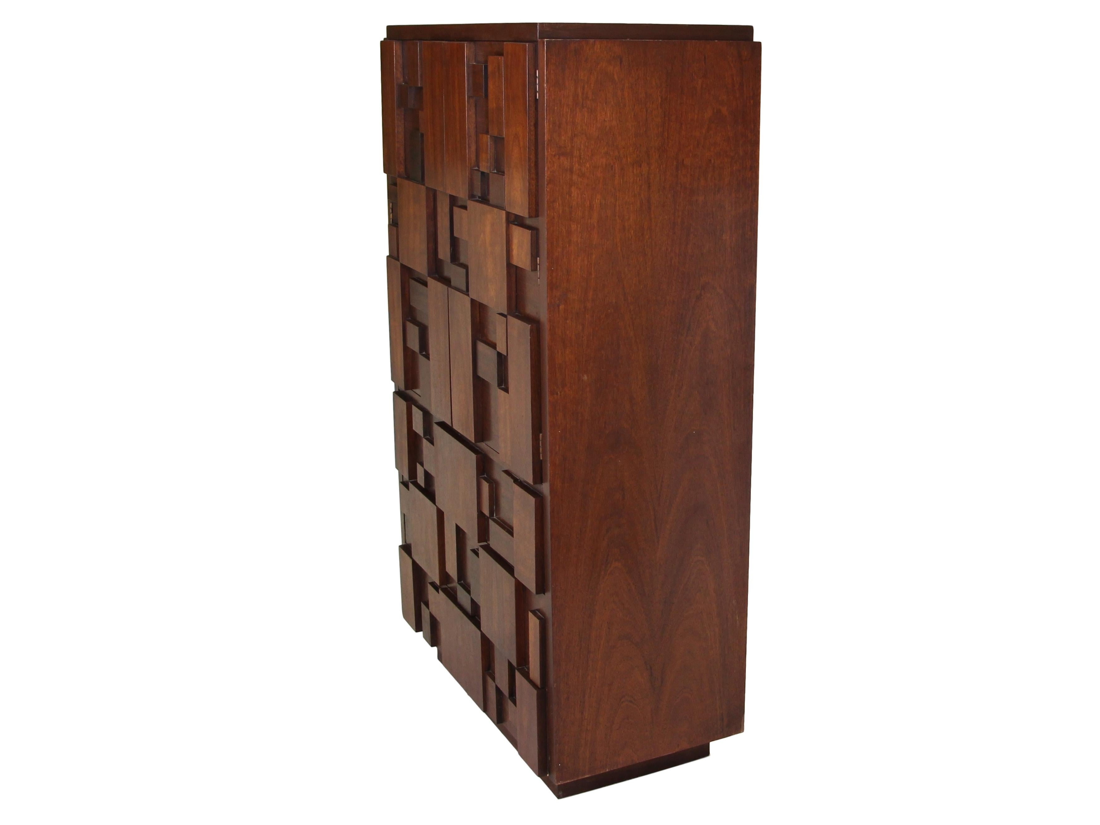 American Midcentury Brutalist Armoire by Lane For Sale