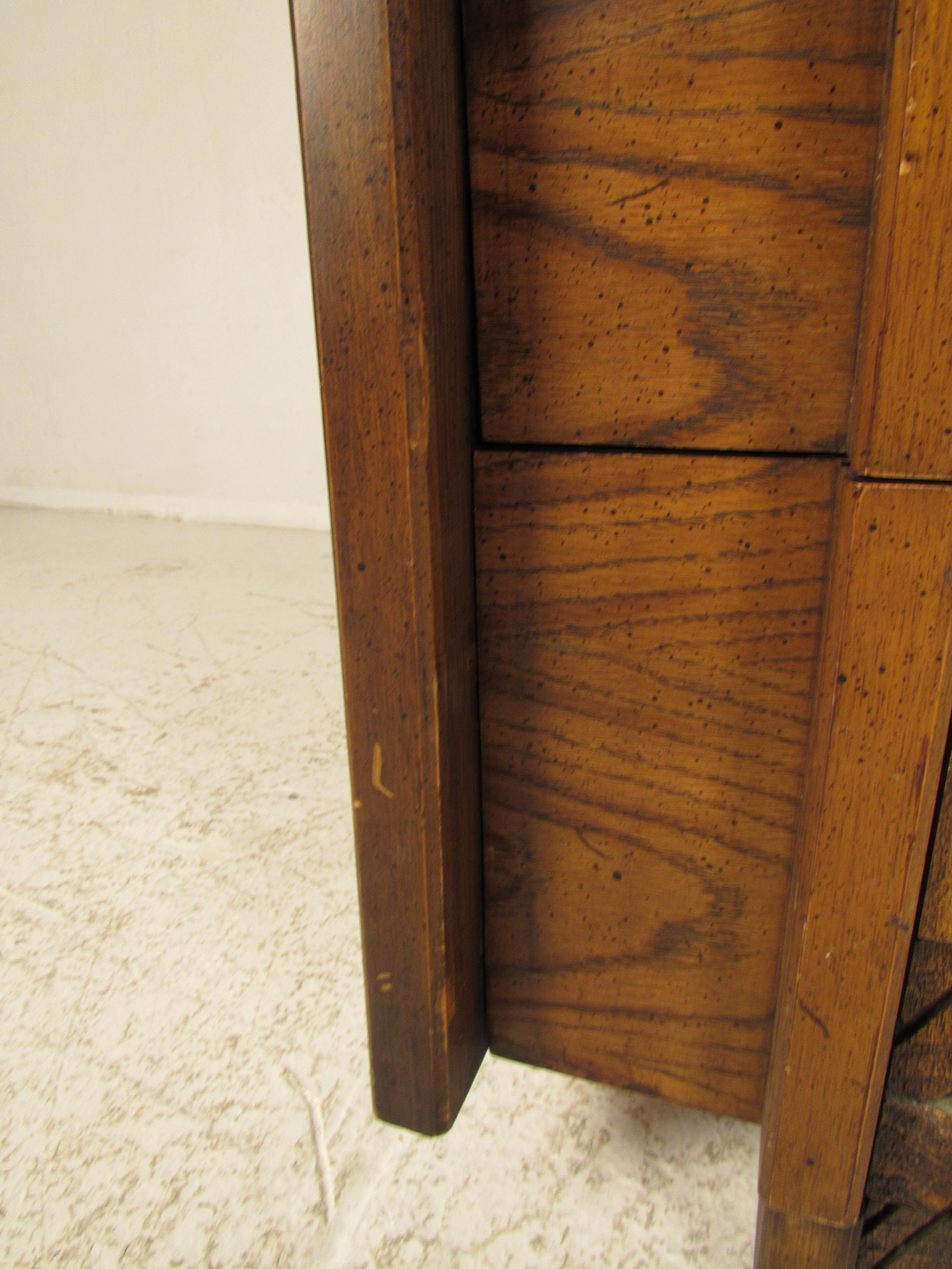 Walnut Mid-Century Brutalist Armoire by Lane For Sale