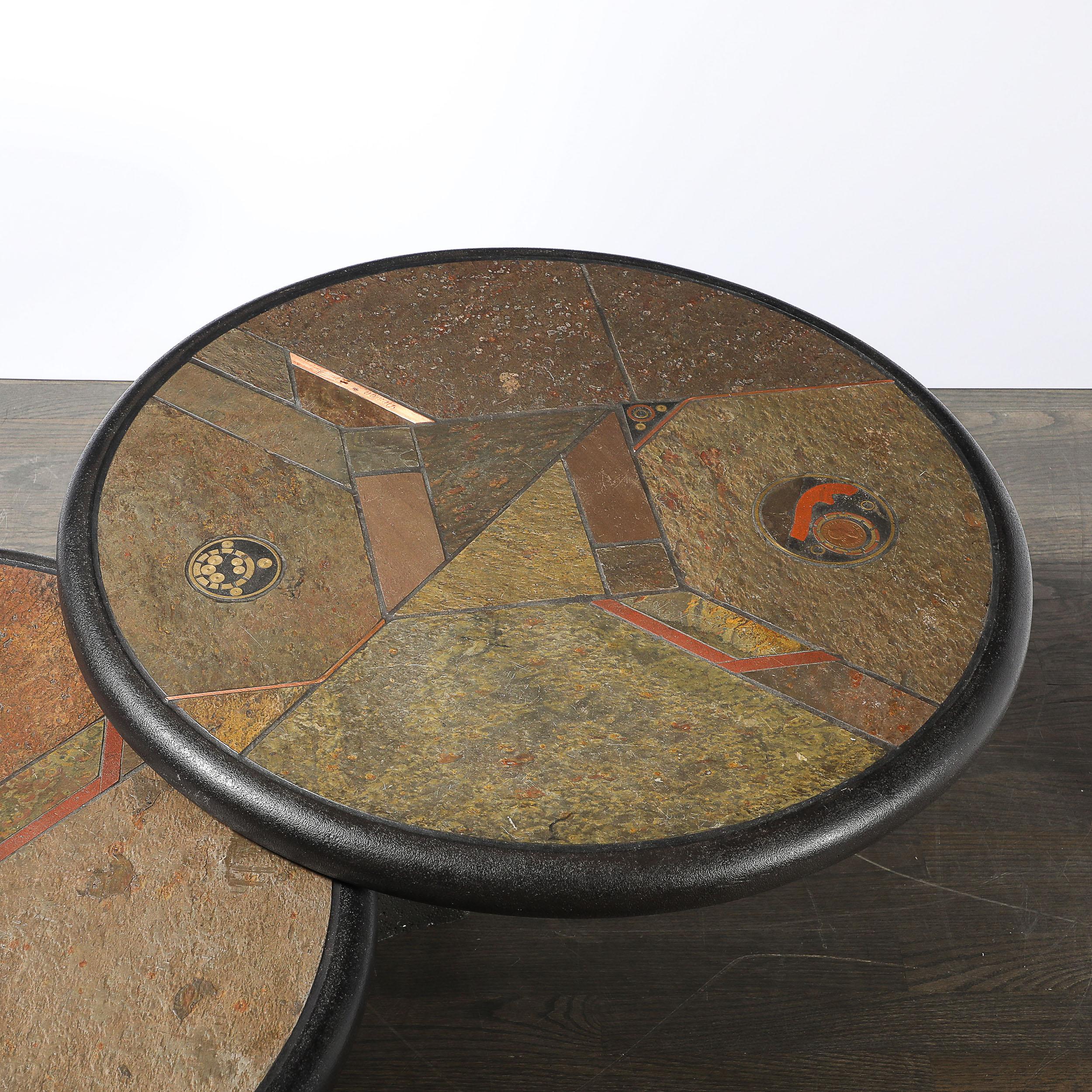 Table de cocktail articulée en pierre et métal du milieu du siècle brutal par Paul Kingma en vente 3