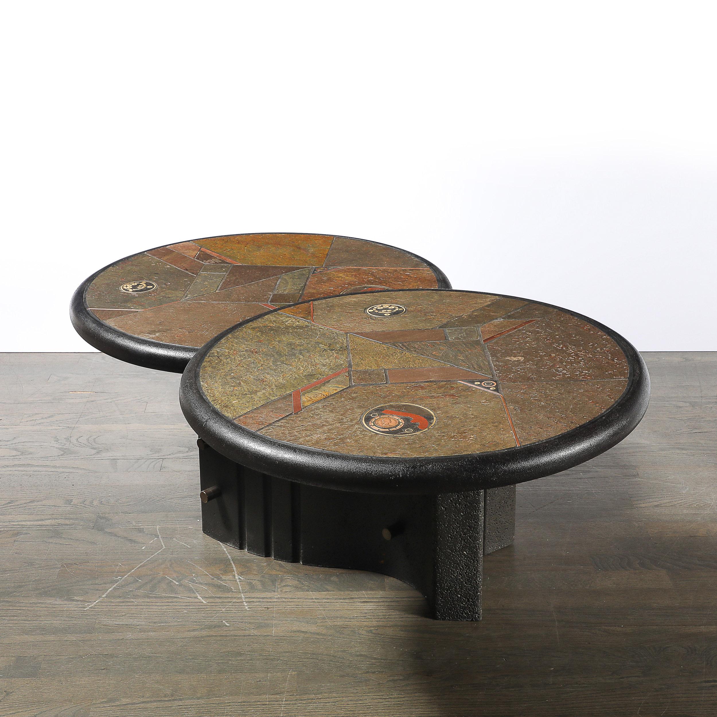 Table de cocktail articulée en pierre et métal du milieu du siècle brutal par Paul Kingma en vente 6