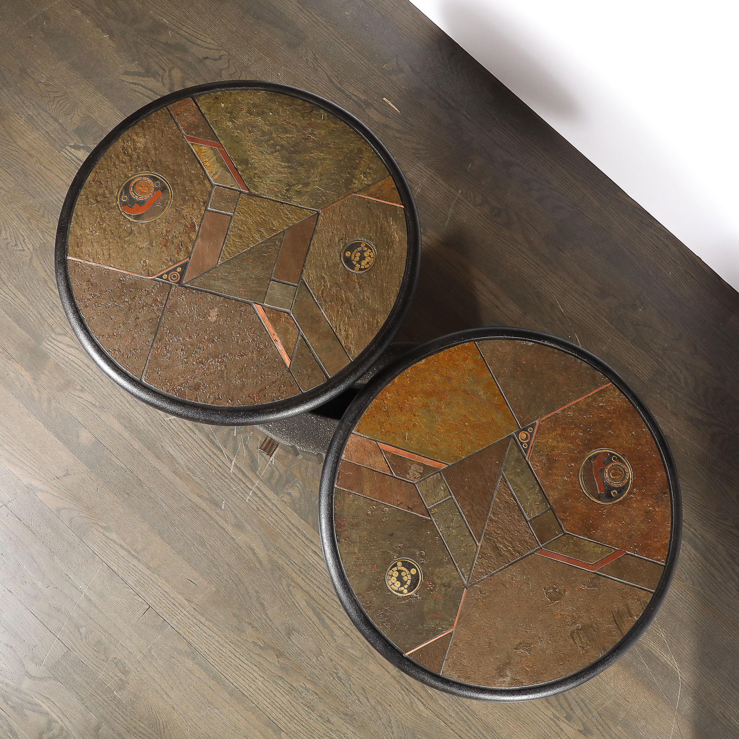 Table de cocktail articulée en pierre et métal du milieu du siècle brutal par Paul Kingma en vente 13
