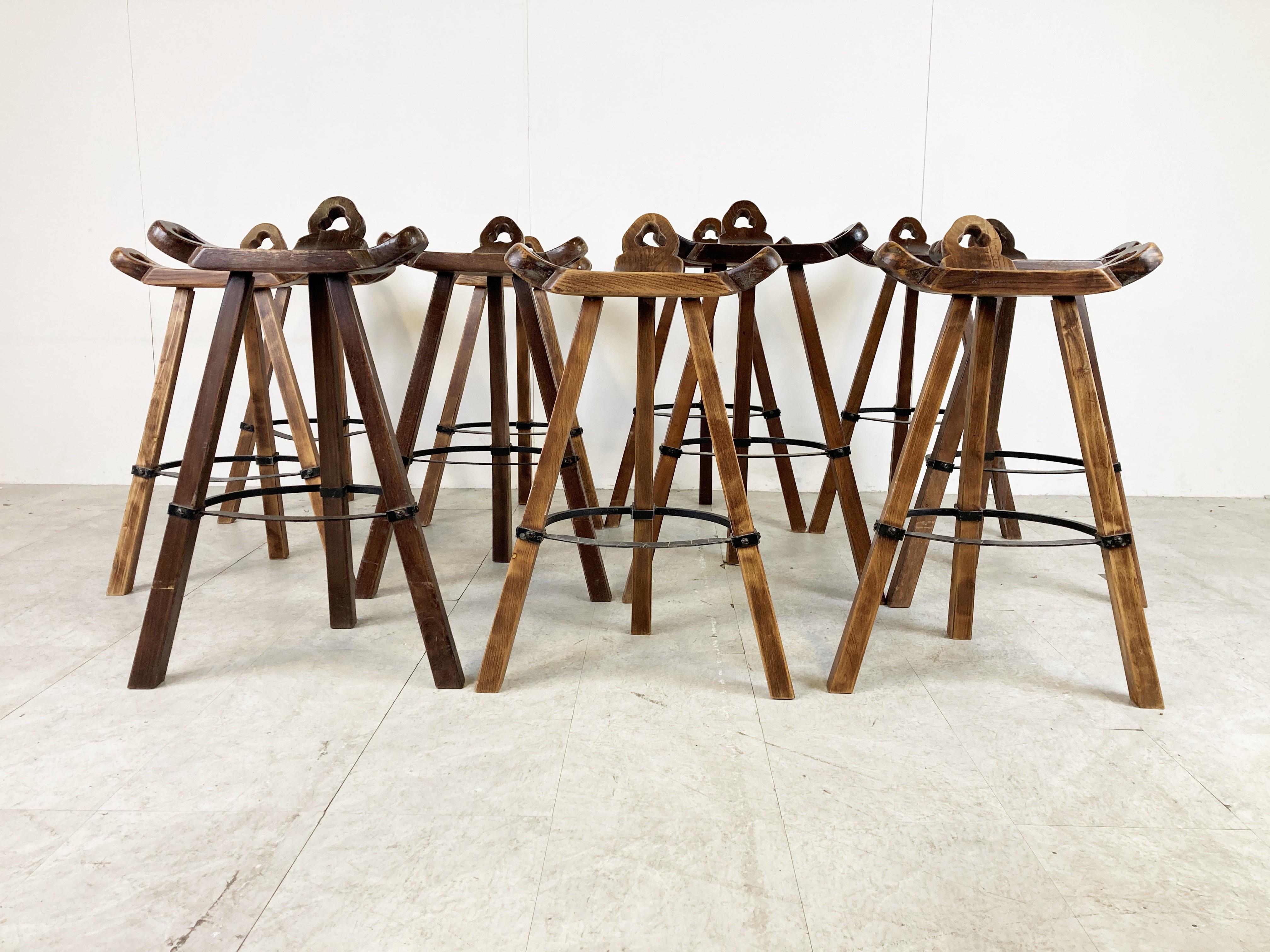 Spanish Mid century brutalist bar stools, 1960s For Sale