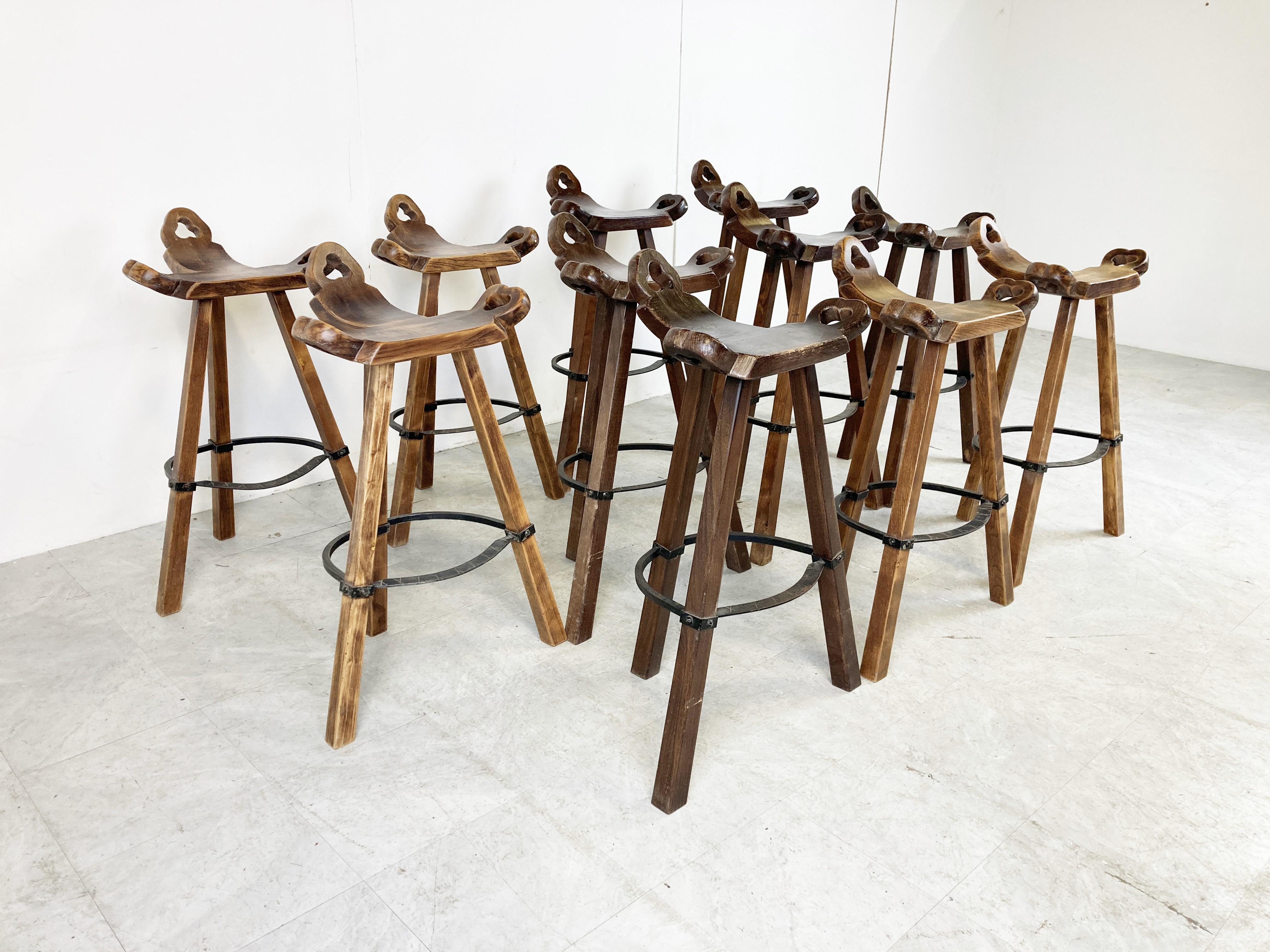 Mid century brutalist bar stools, 1960s In Good Condition In Leuven, Vlaams Gewest