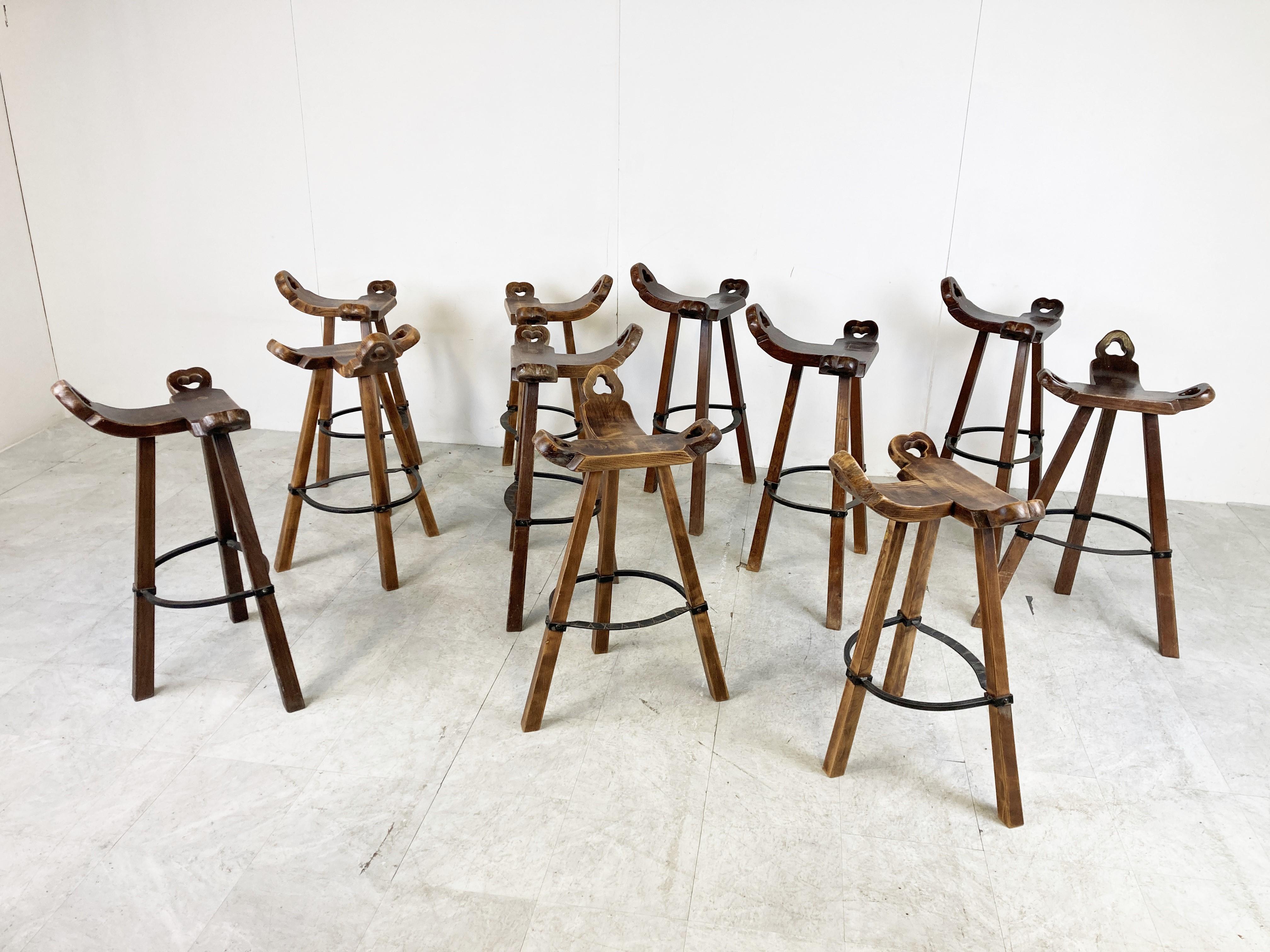 Metal Mid century brutalist bar stools, 1960s