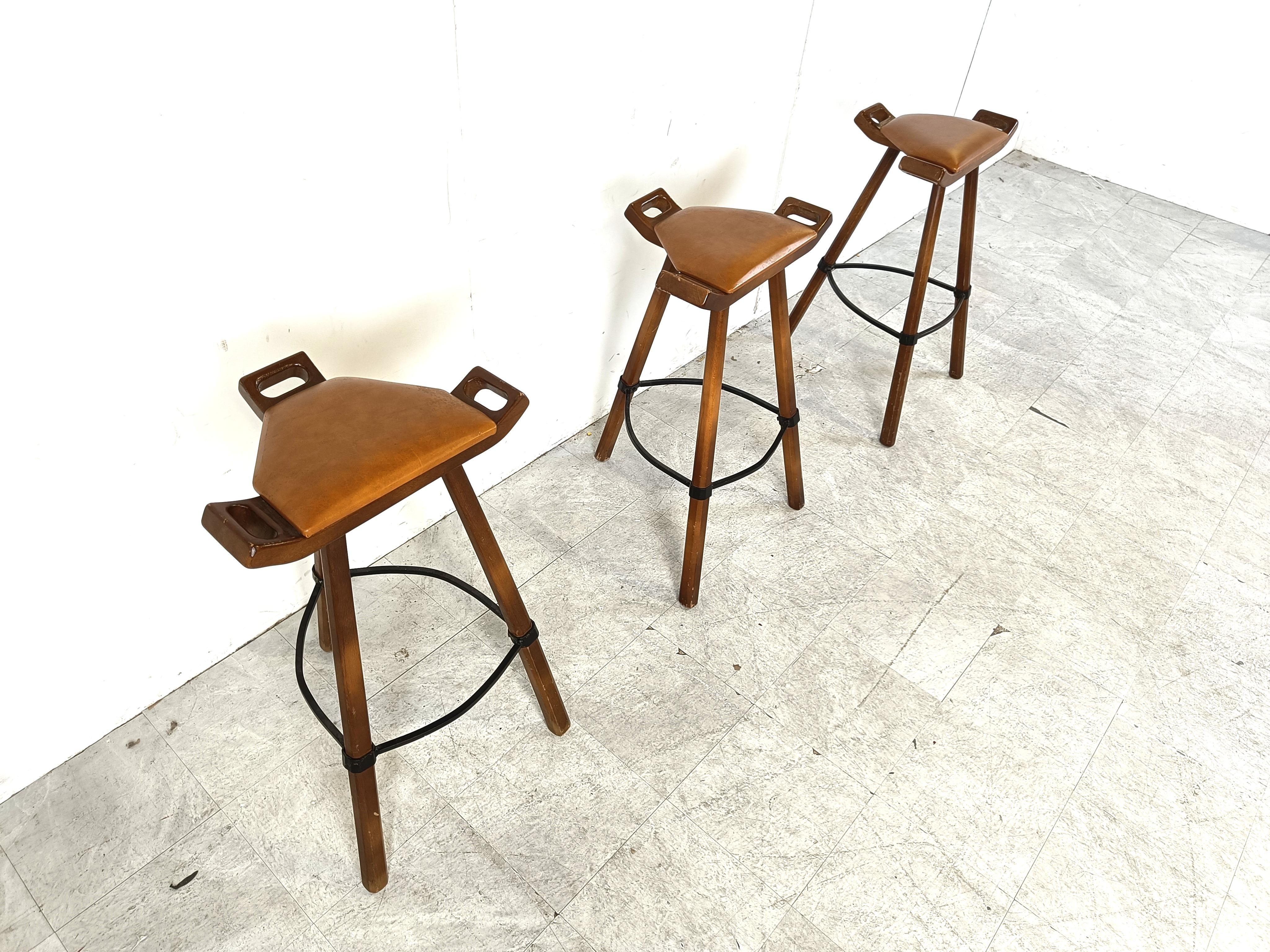 Mid century brutalist bar stools, 1960s - set of 3 For Sale 3