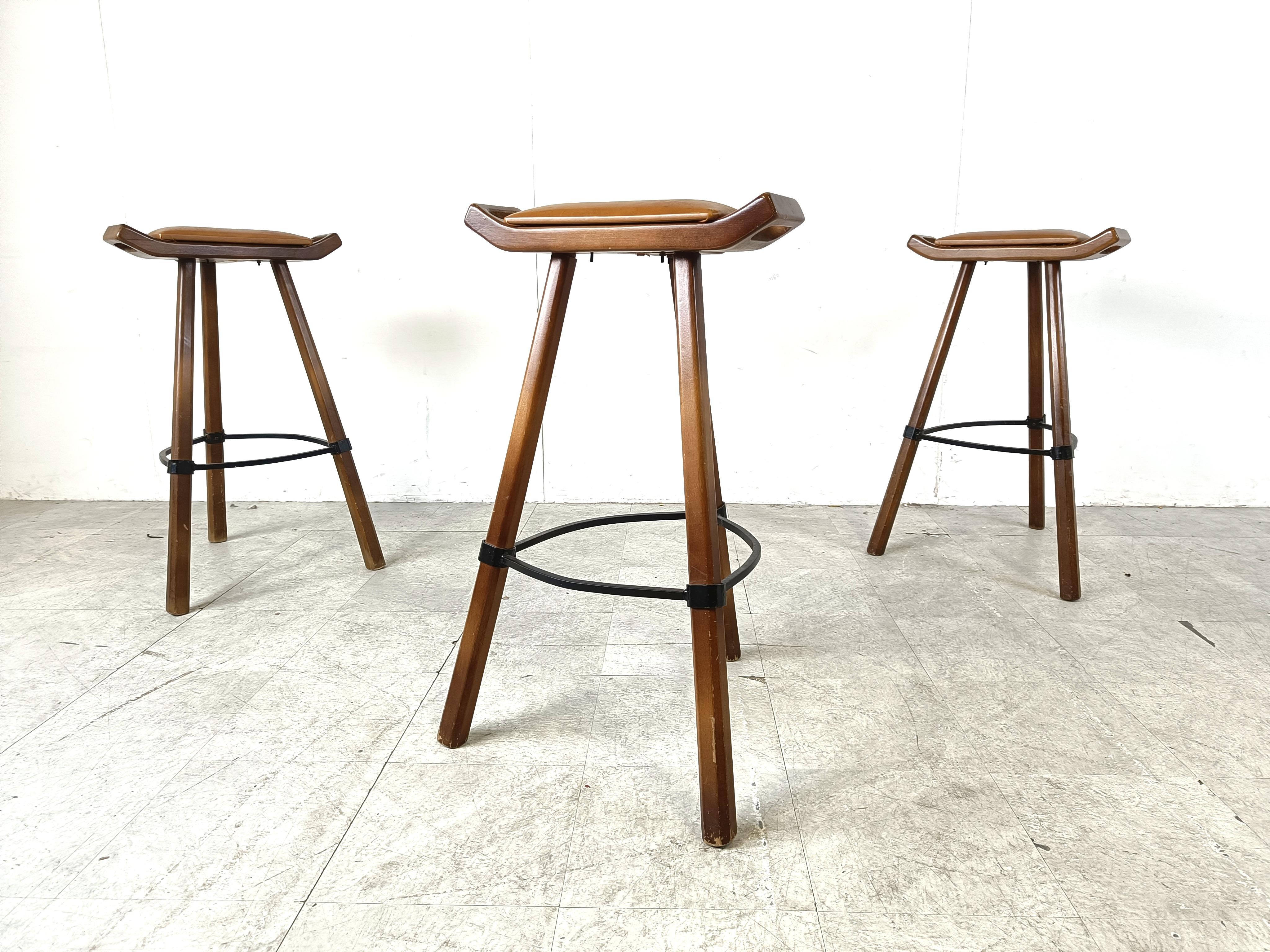 Mid century brutalist bar stools, 1960s - set of 3 For Sale 5