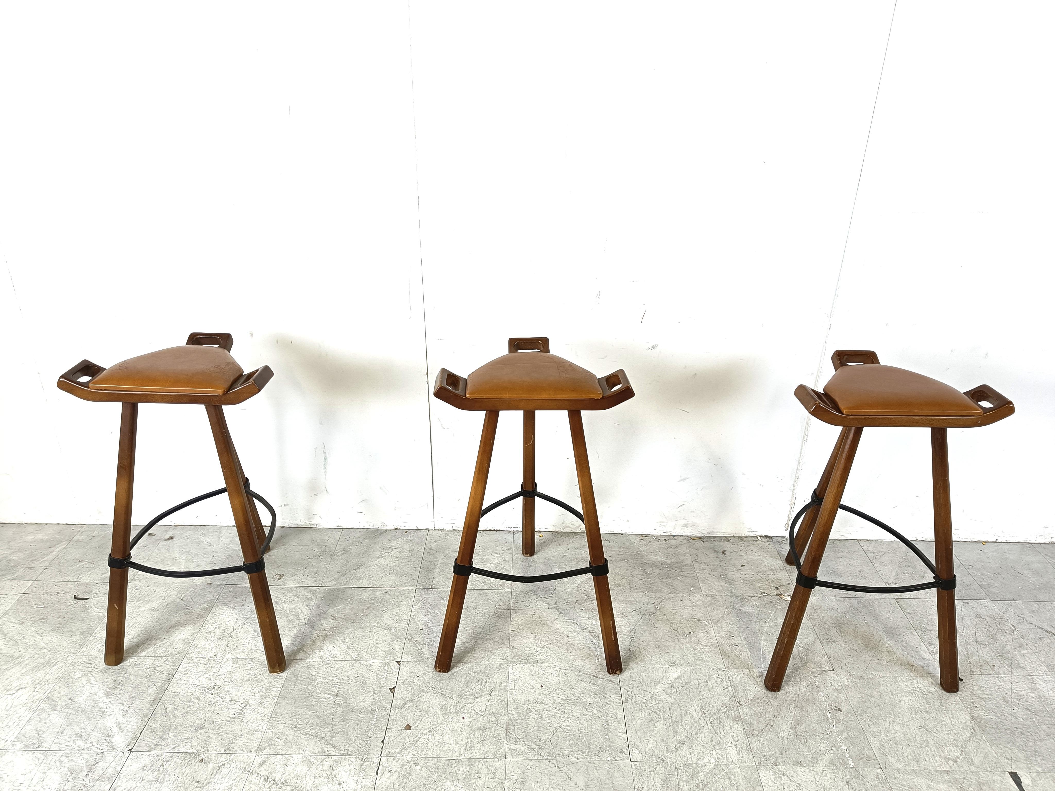 Brutalist Mid century brutalist bar stools, 1960s - set of 3 For Sale