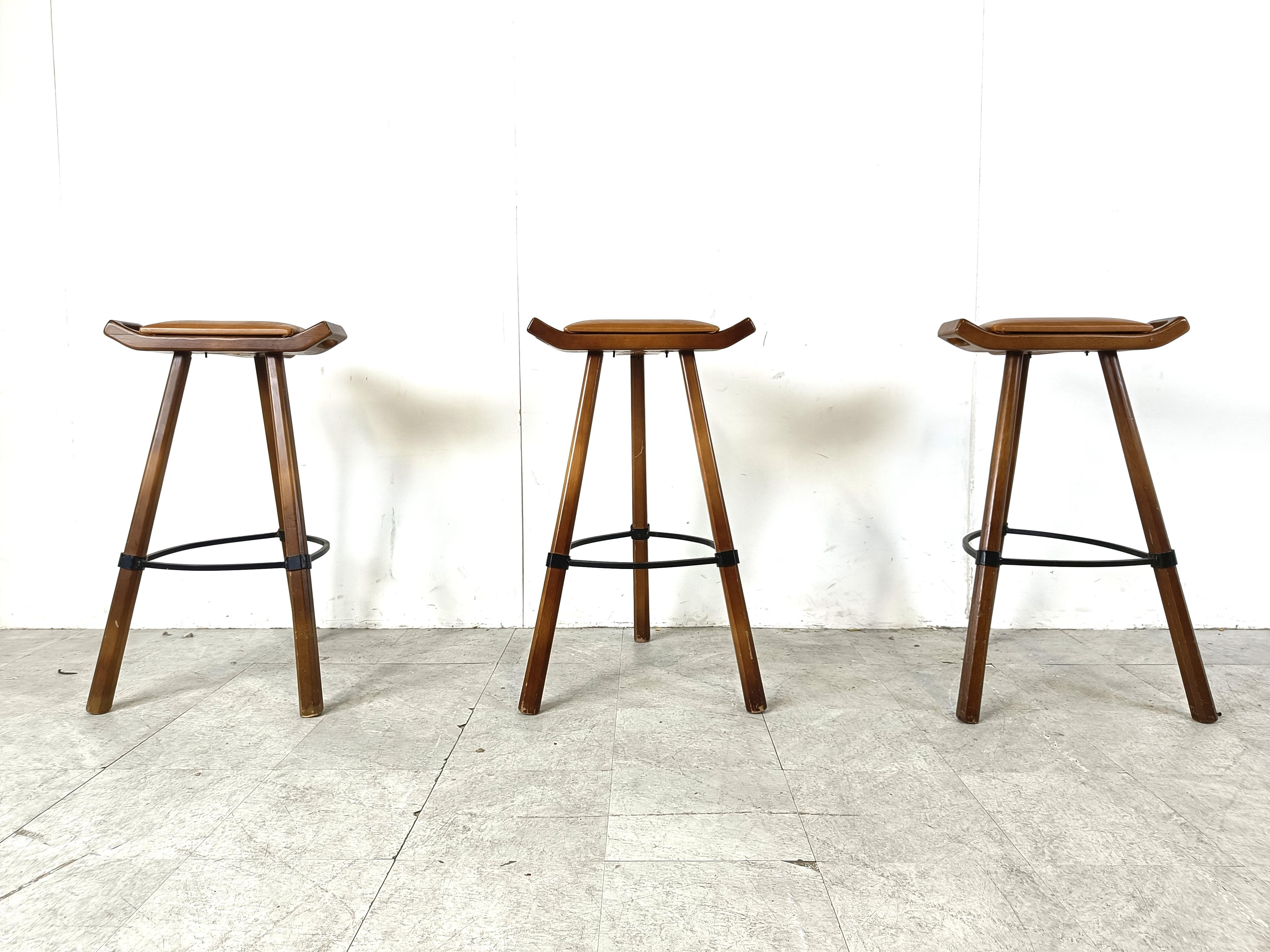 Mid-20th Century Mid century brutalist bar stools, 1960s - set of 3 For Sale