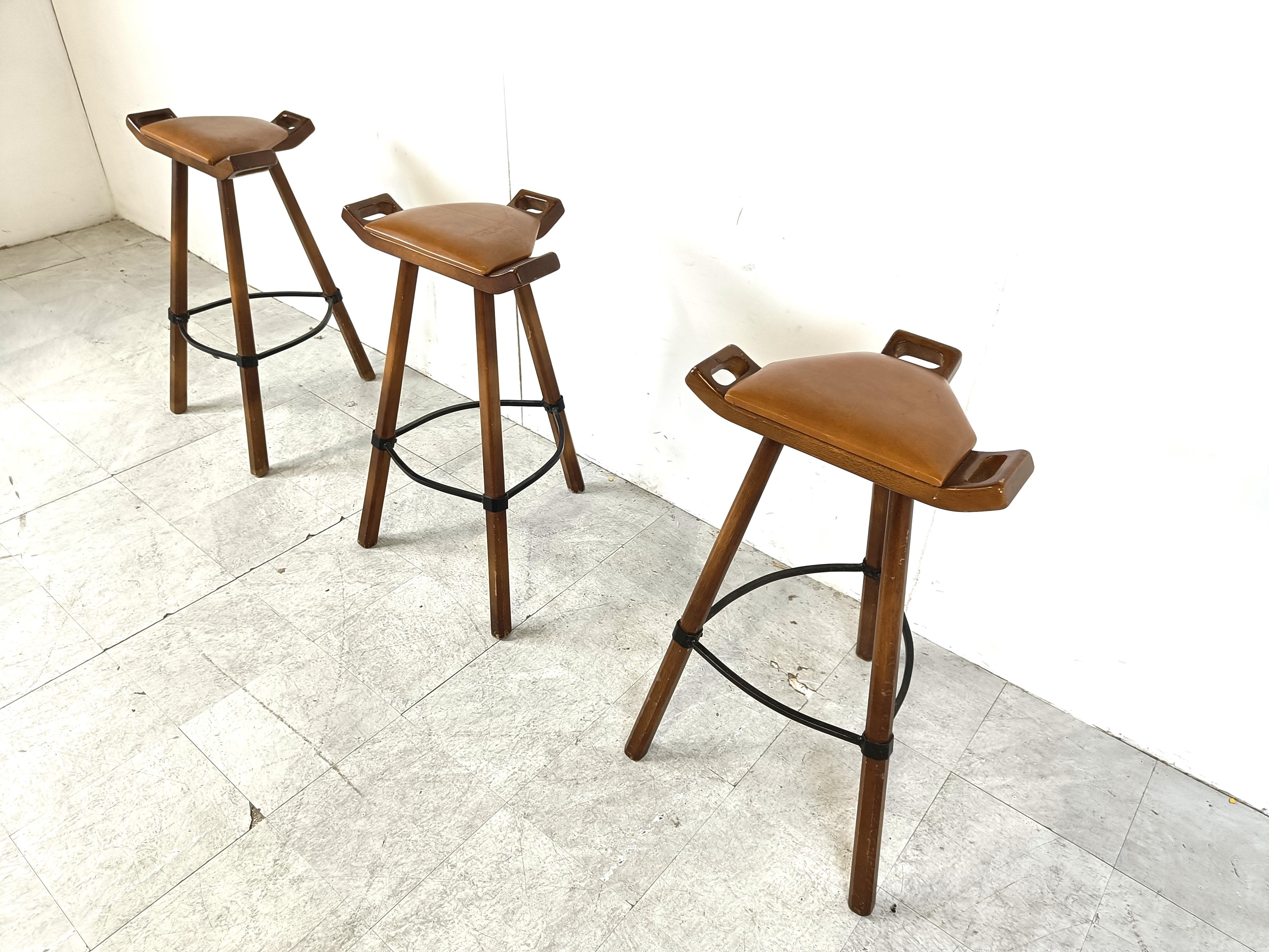 Mid century brutalist bar stools, 1960s - set of 3 For Sale 1