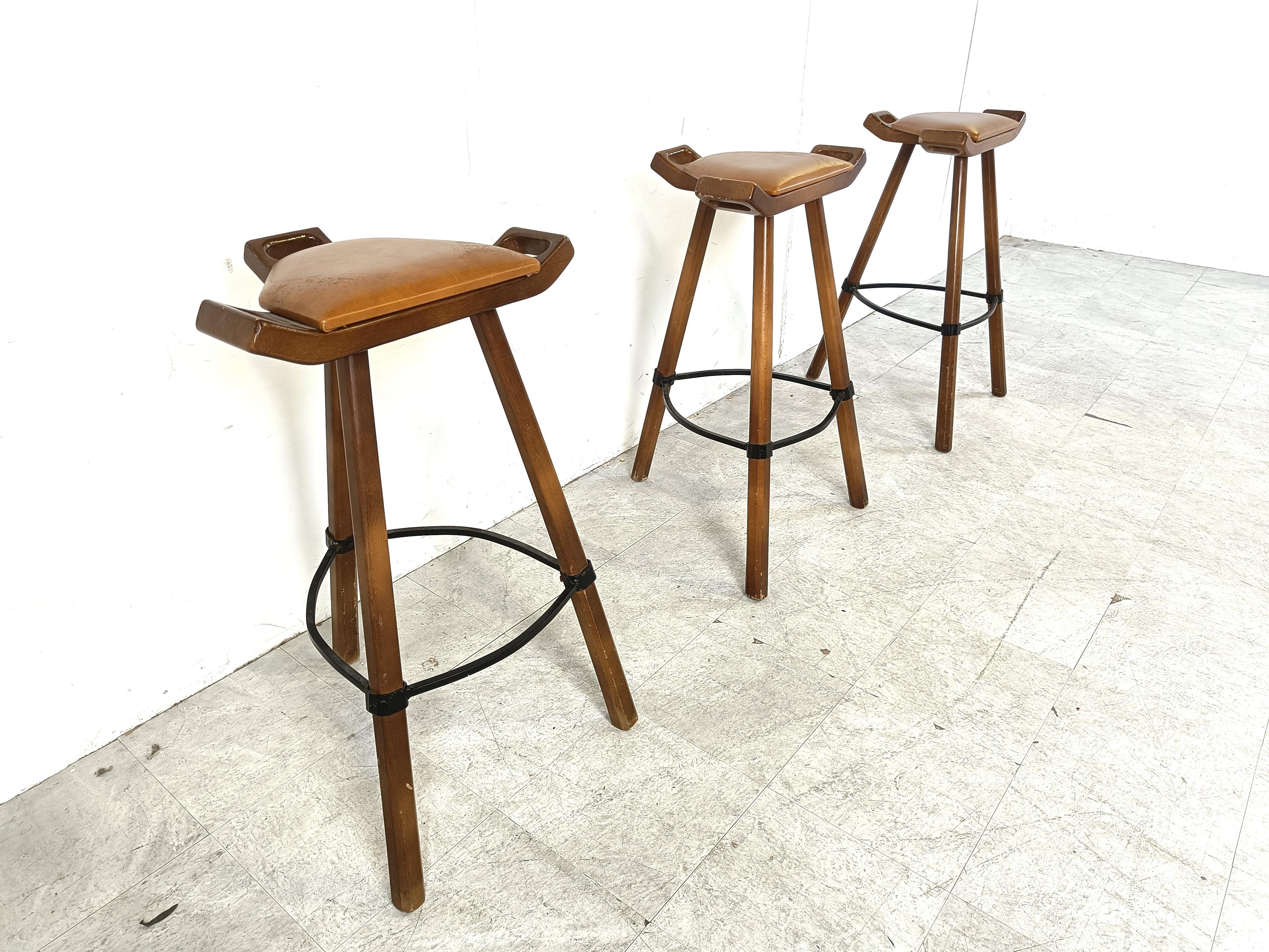 Mid century brutalist bar stools, 1960s - set of 3 For Sale 2