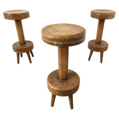 Vintage Mid century brutalist bar stools, 1960s - set of 3