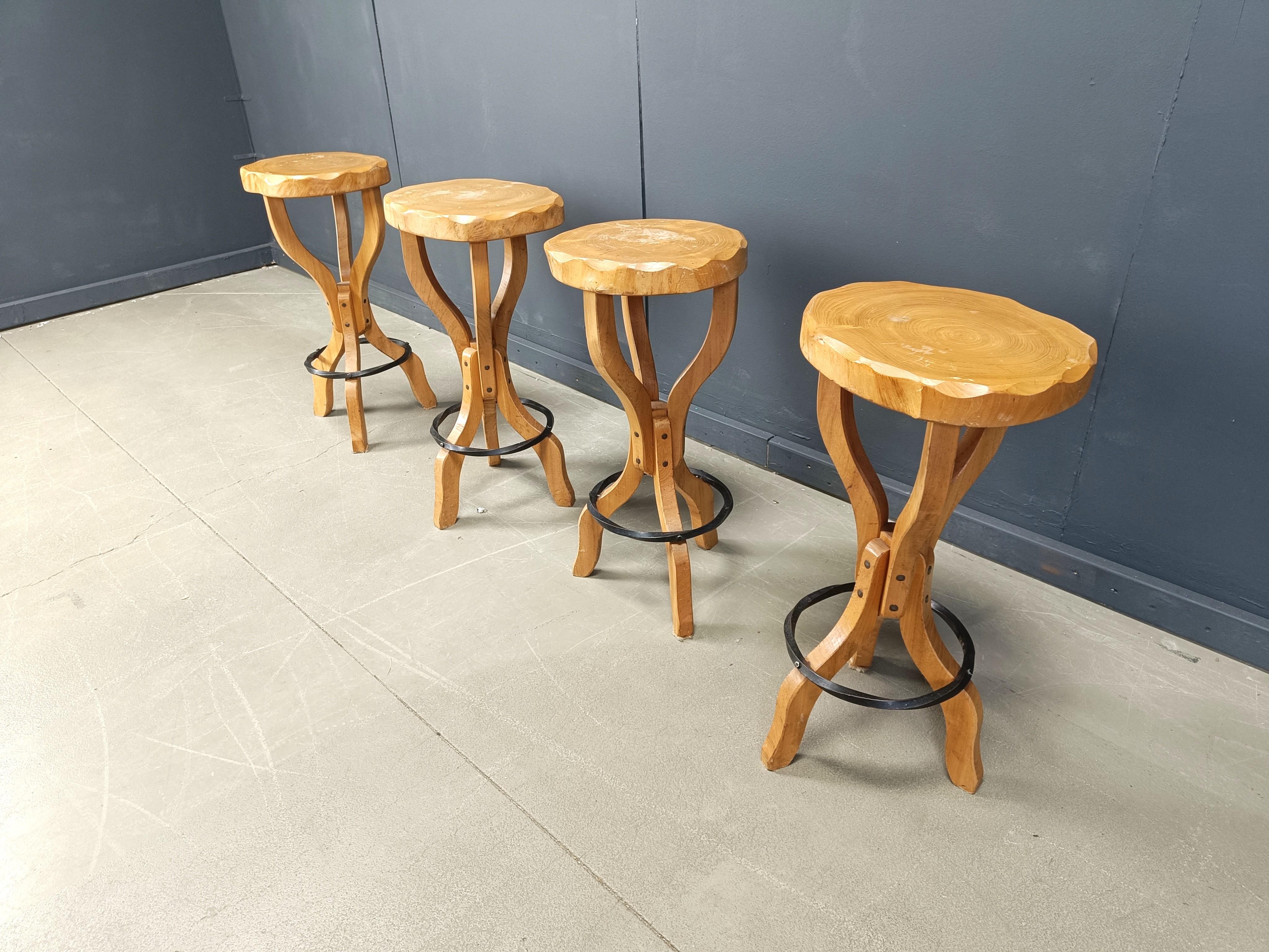 Tabourets de bar brutalistes du milieu du siècle dernier, 1960 - ensemble de 4 en vente 5