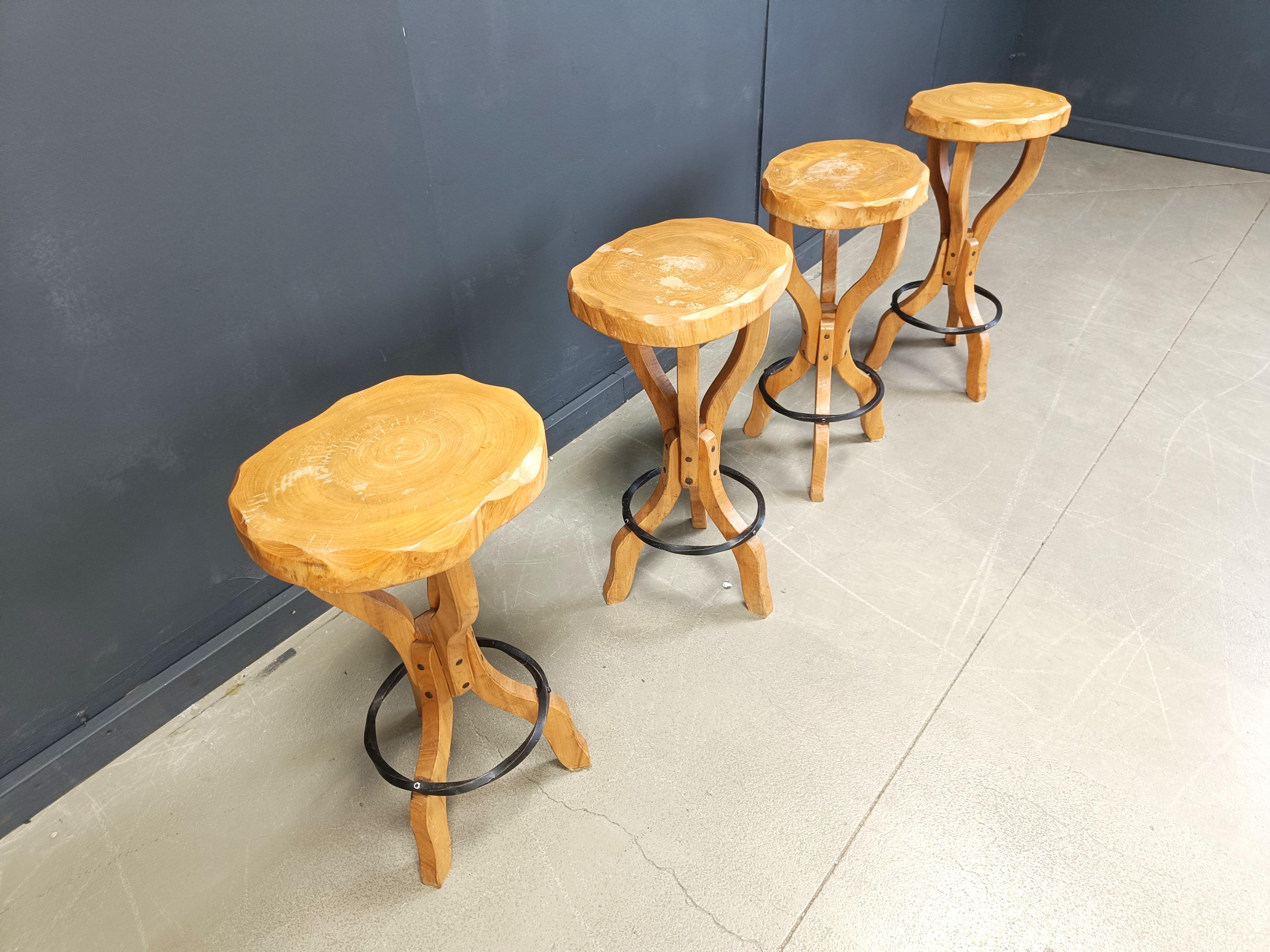 Tabourets de bar brutalistes du milieu du siècle dernier, 1960 - ensemble de 4 en vente 2