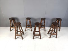 Mid century brutalist bar stools, 1960s set of 7