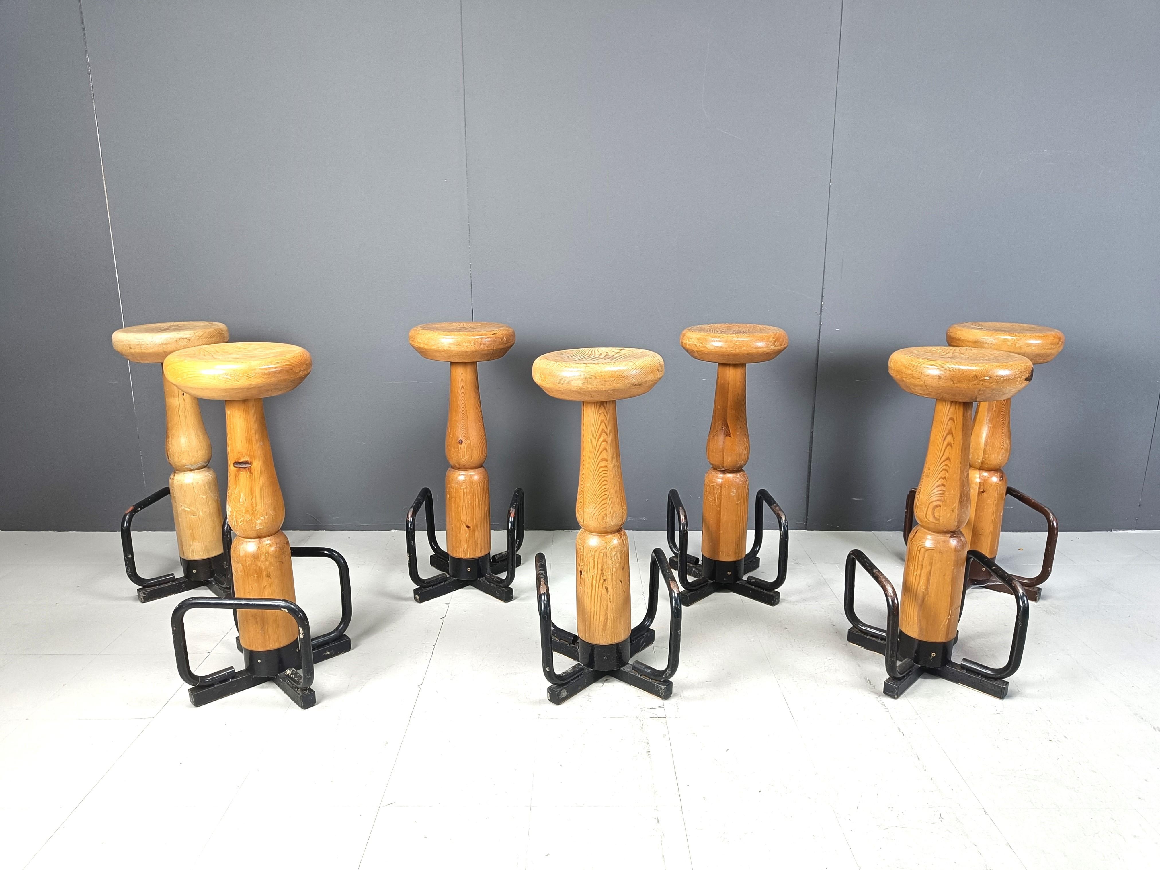 German Mid century brutalist bar stools, 1960s - set of 7 For Sale