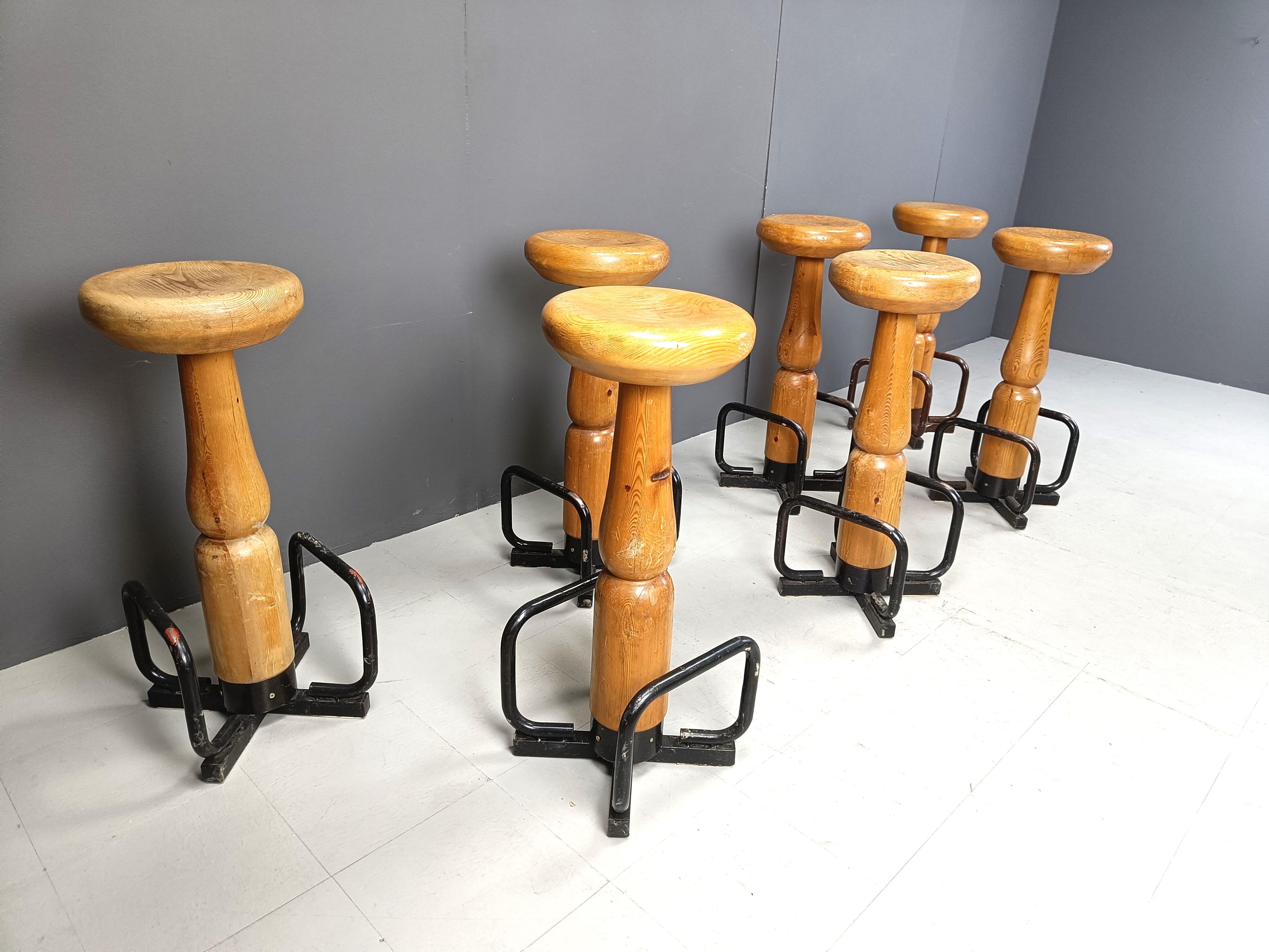 Mid century brutalist bar stools, 1960s - set of 7 For Sale 1