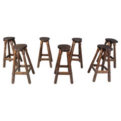 Mid century brutalist bar stools, 1960s set of 7