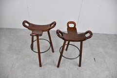 Mid Century Brutalist Bar Stools, Set of 2, 1960s