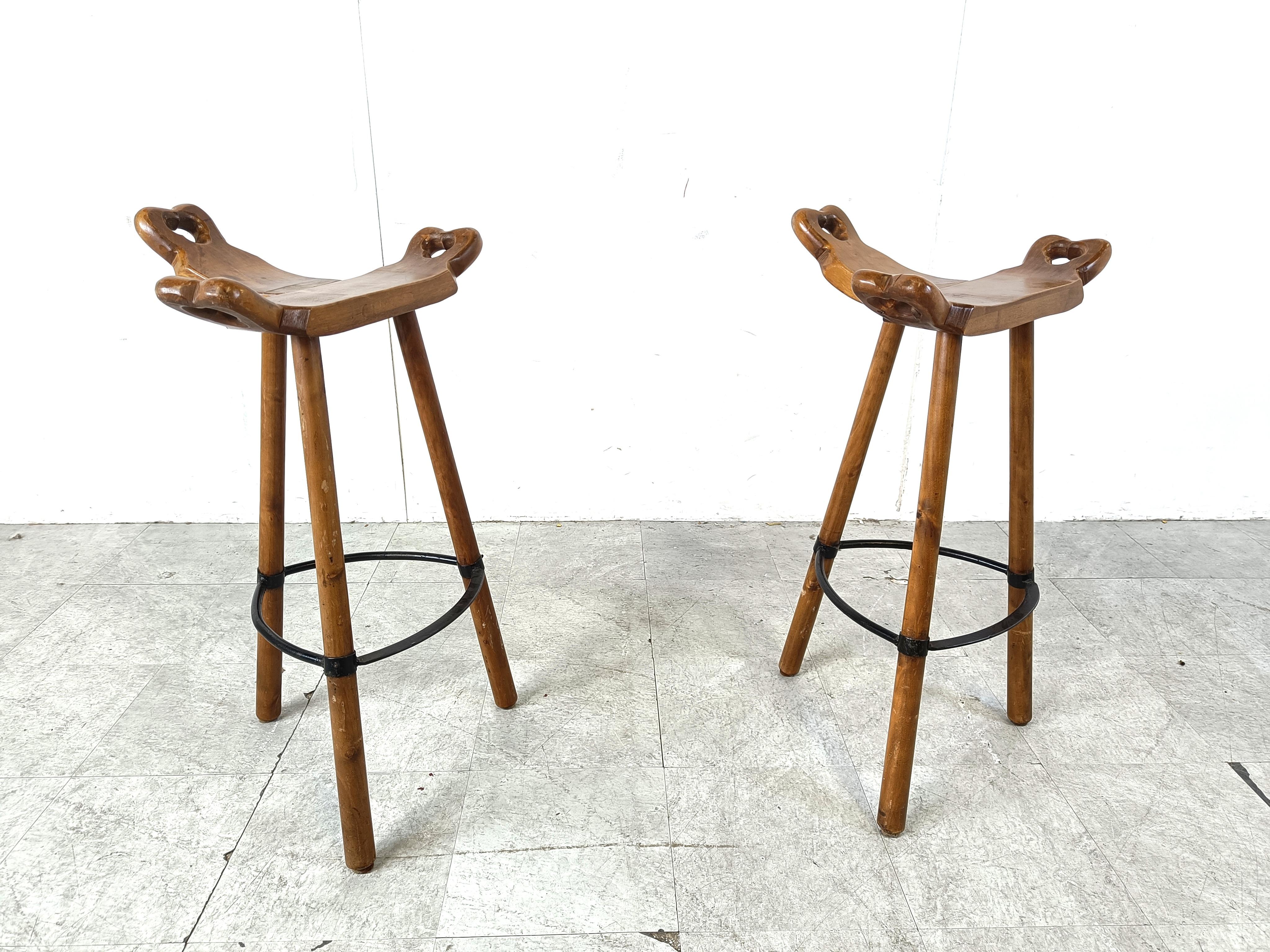 Brutalist Mid century brutalist bar stools - set of 2, 1960s