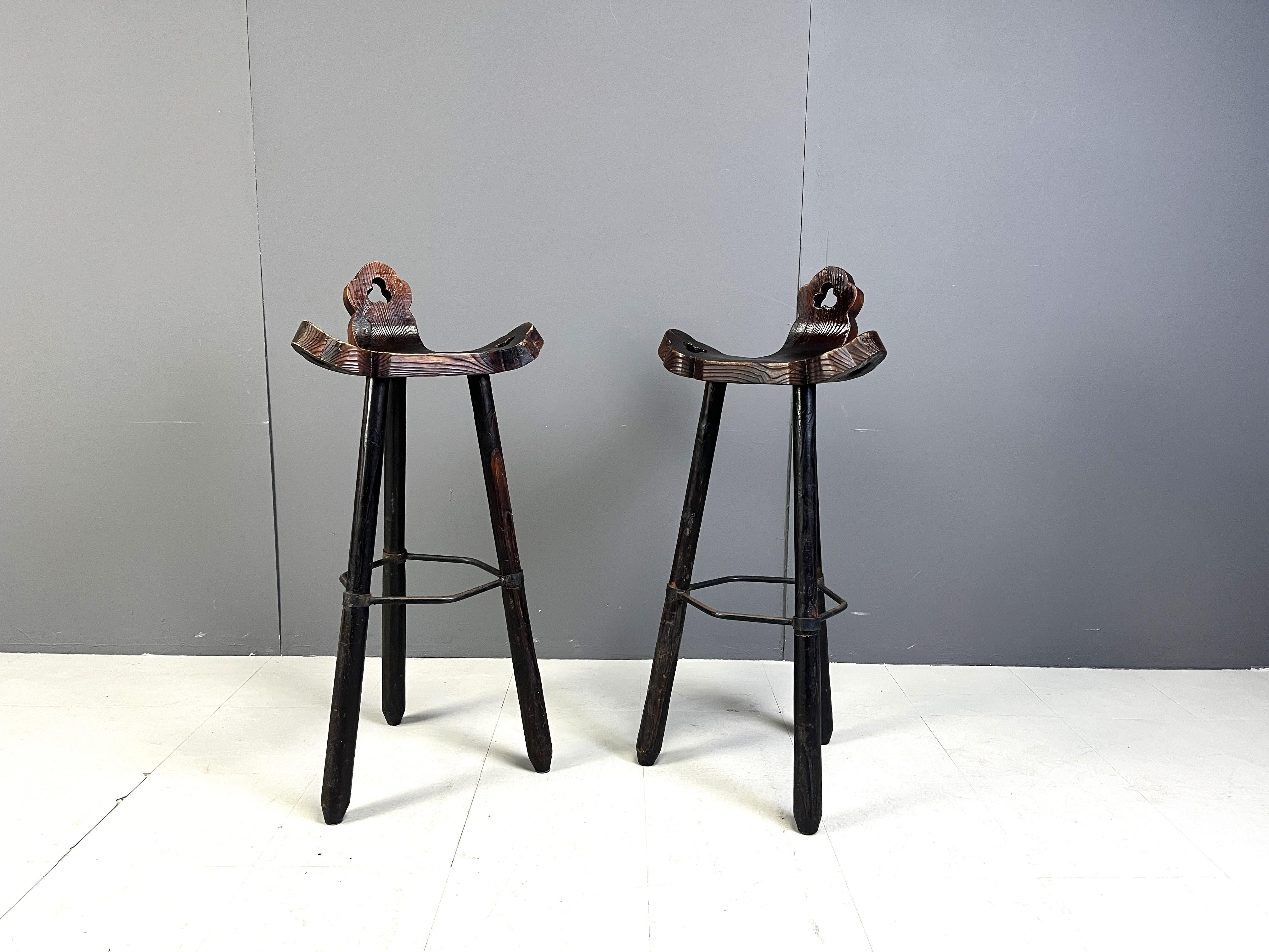 Brutalist Mid century brutalist bar stools - set of 2, 1960s