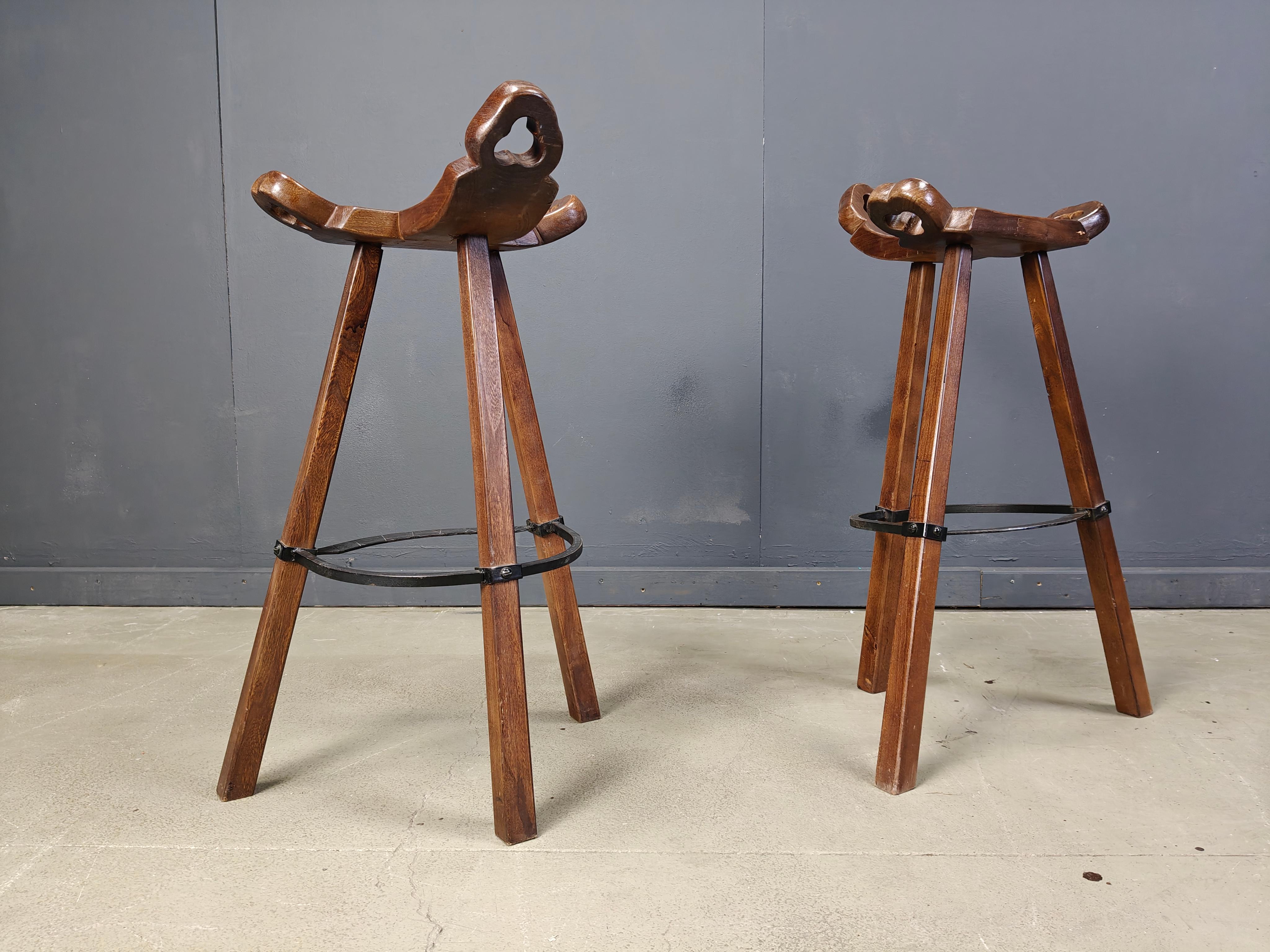 Brutalist Mid century brutalist bar stools - set of 2, 1960s For Sale