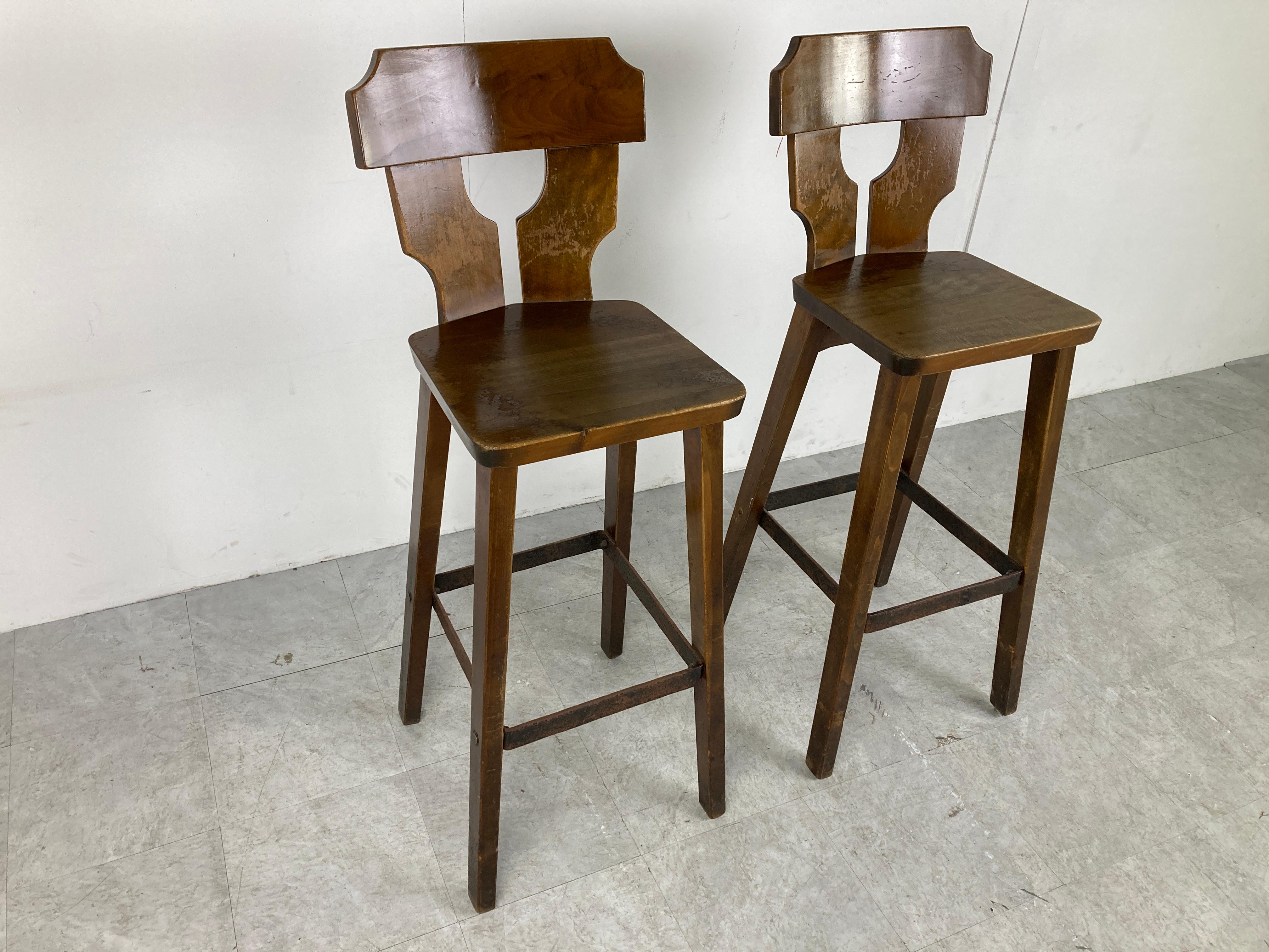 Mid-Century Brutalist Bar Stools, Set of 2, 1960s In Good Condition In HEVERLEE, BE
