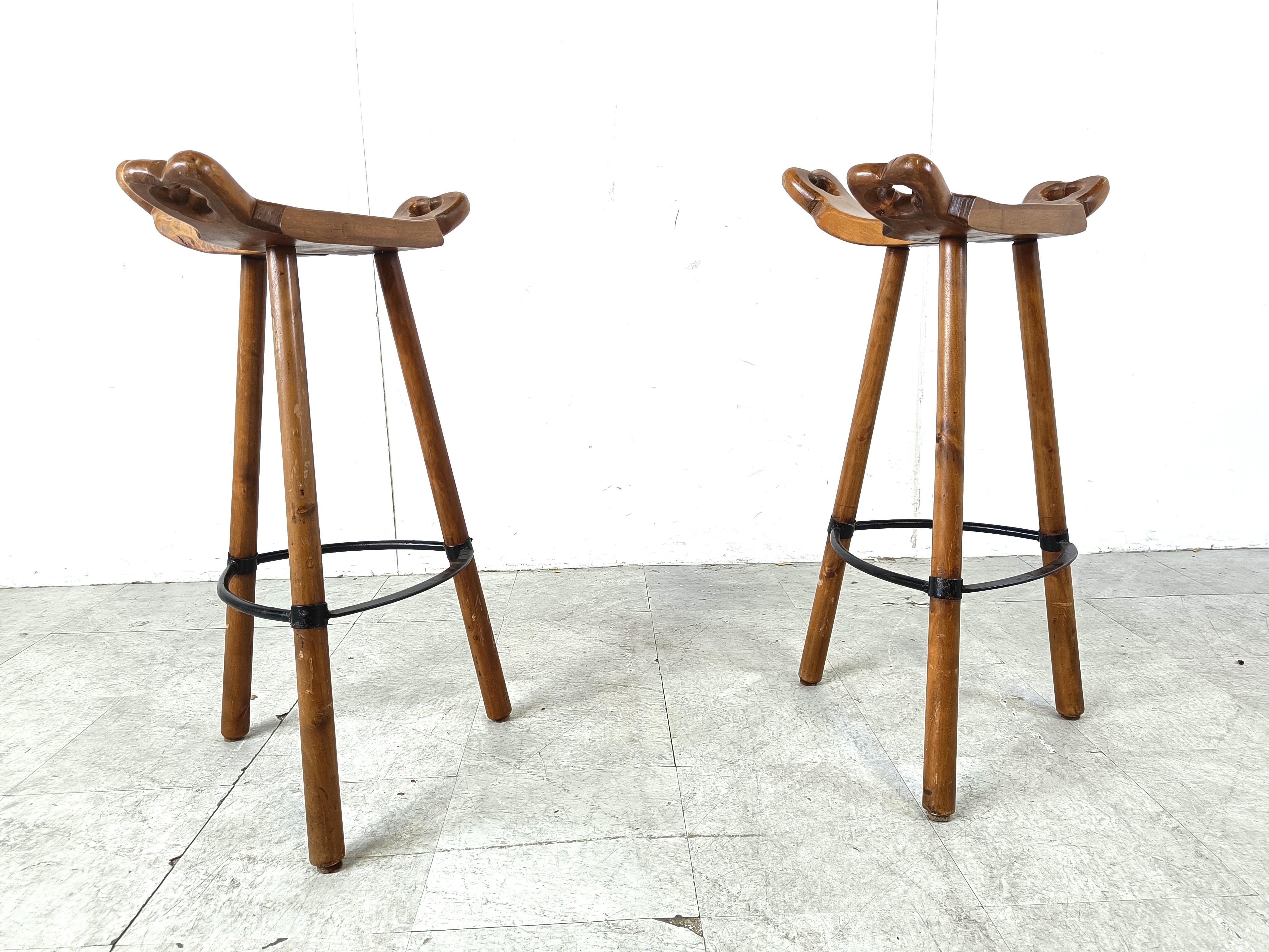 Spanish Mid century brutalist bar stools - set of 2, 1960s