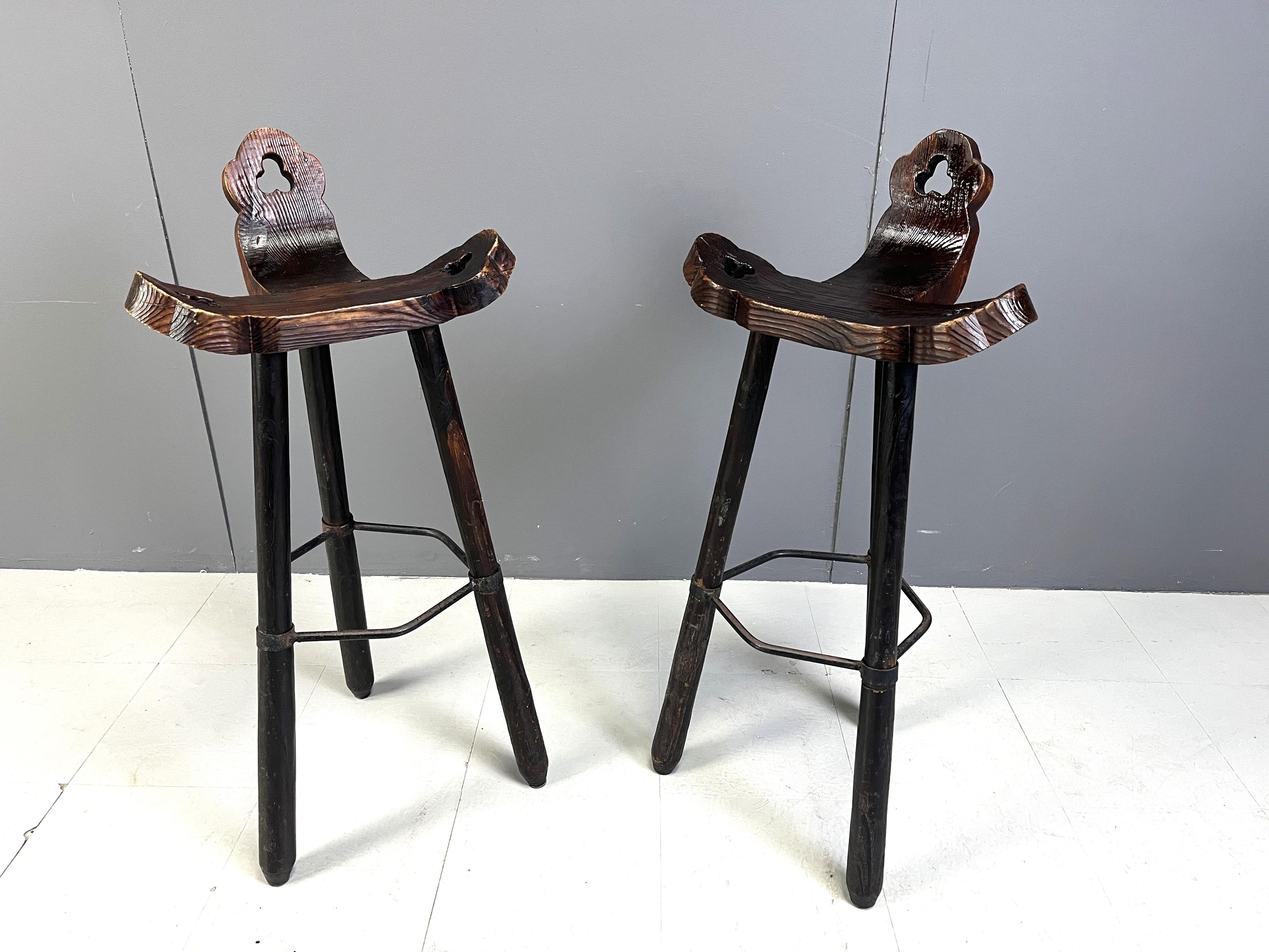 Spanish Mid century brutalist bar stools - set of 2, 1960s