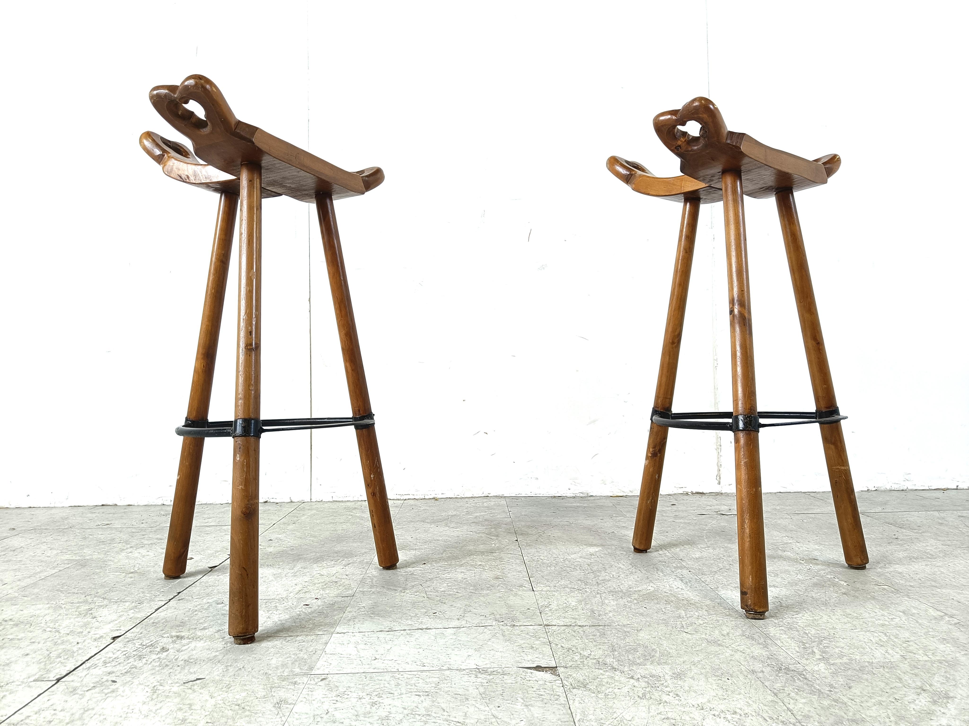Mid century brutalist bar stools - set of 2, 1960s In Good Condition In Leuven, Vlaams Gewest