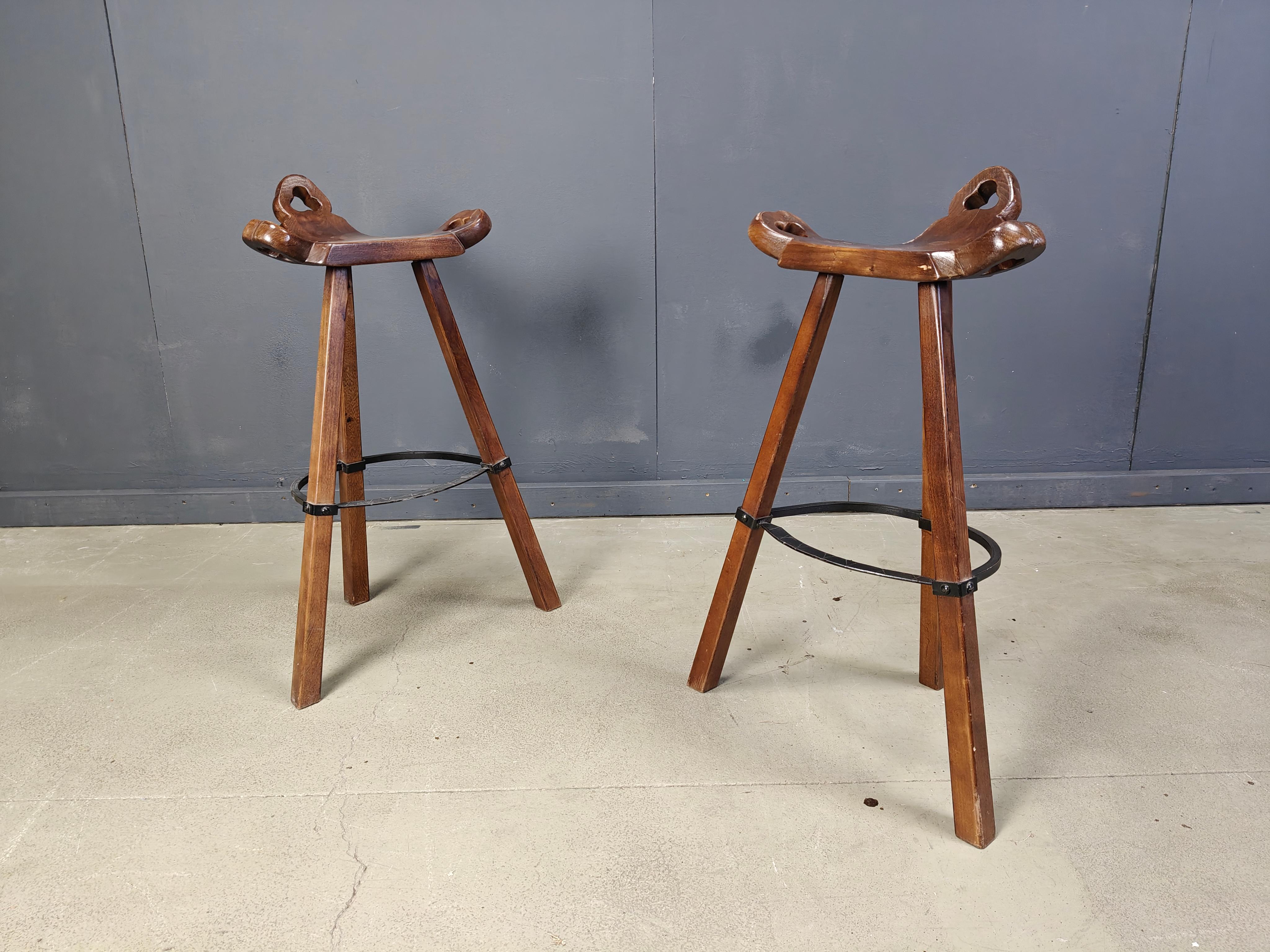 Mid century brutalist bar stools - set of 2, 1960s In Good Condition For Sale In Leuven, Vlaams Gewest