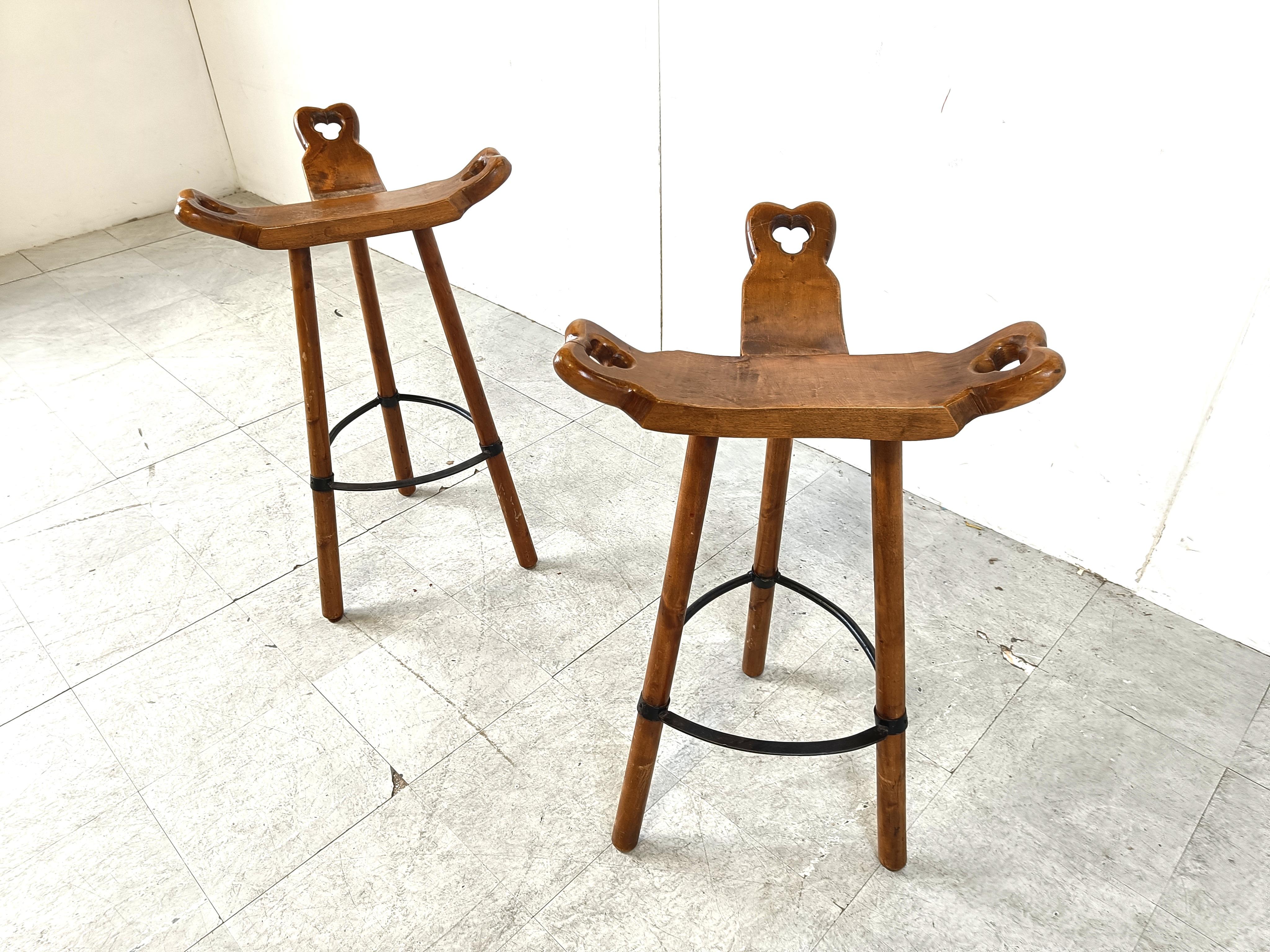 Mid-20th Century Mid century brutalist bar stools - set of 2, 1960s