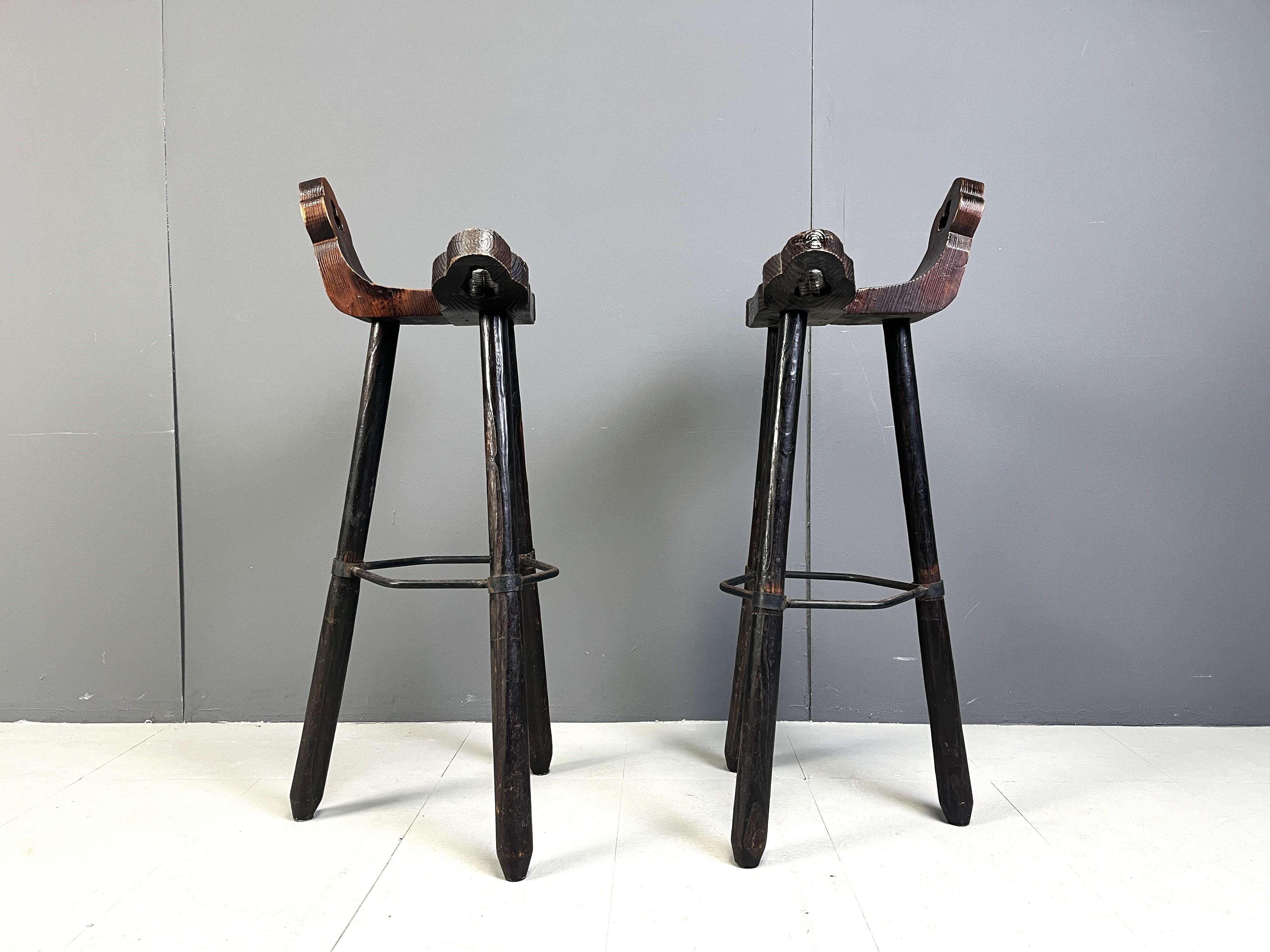 Mid-20th Century Mid century brutalist bar stools - set of 2, 1960s
