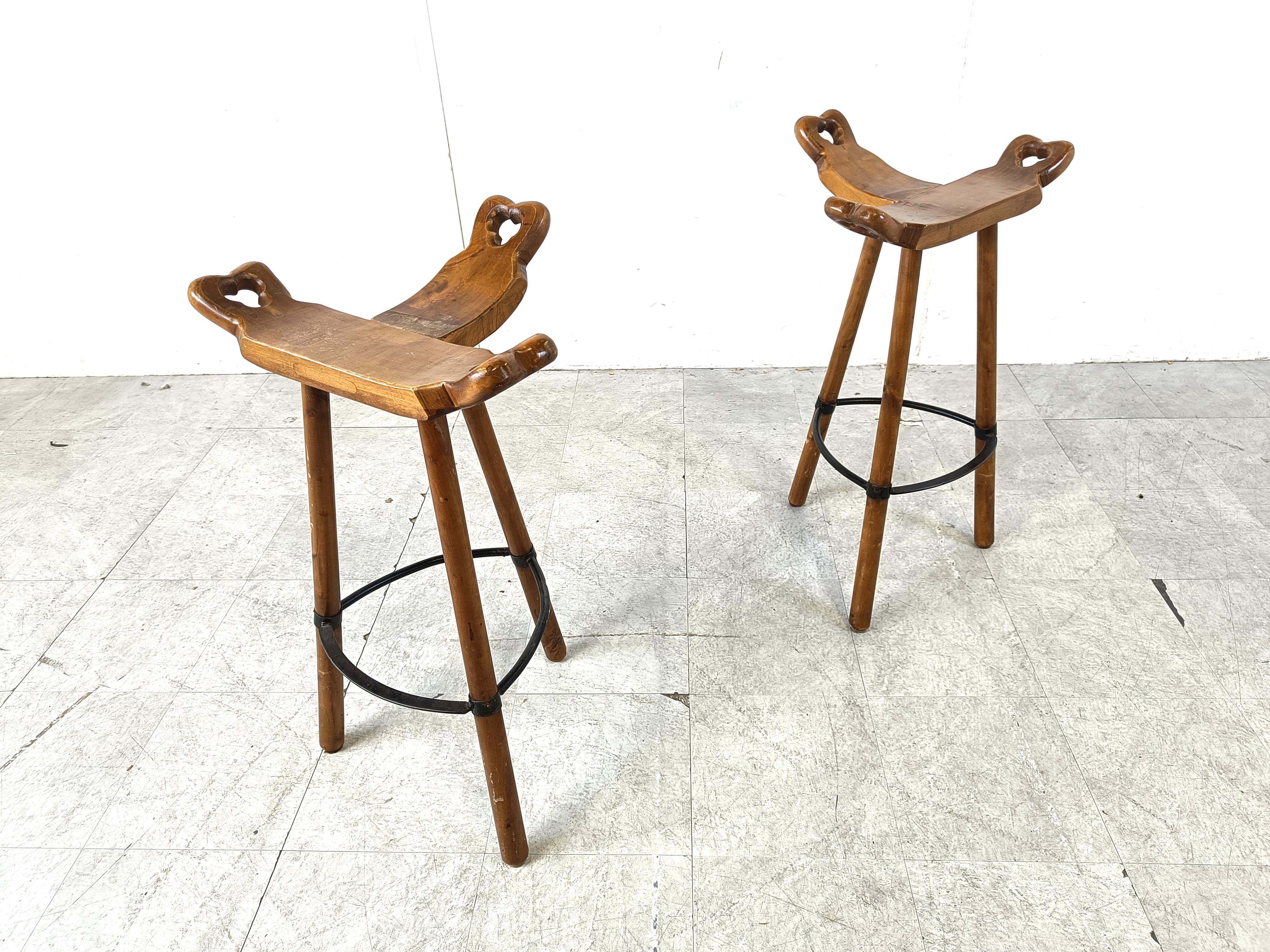 Mid century brutalist bar stools - set of 2, 1960s 1