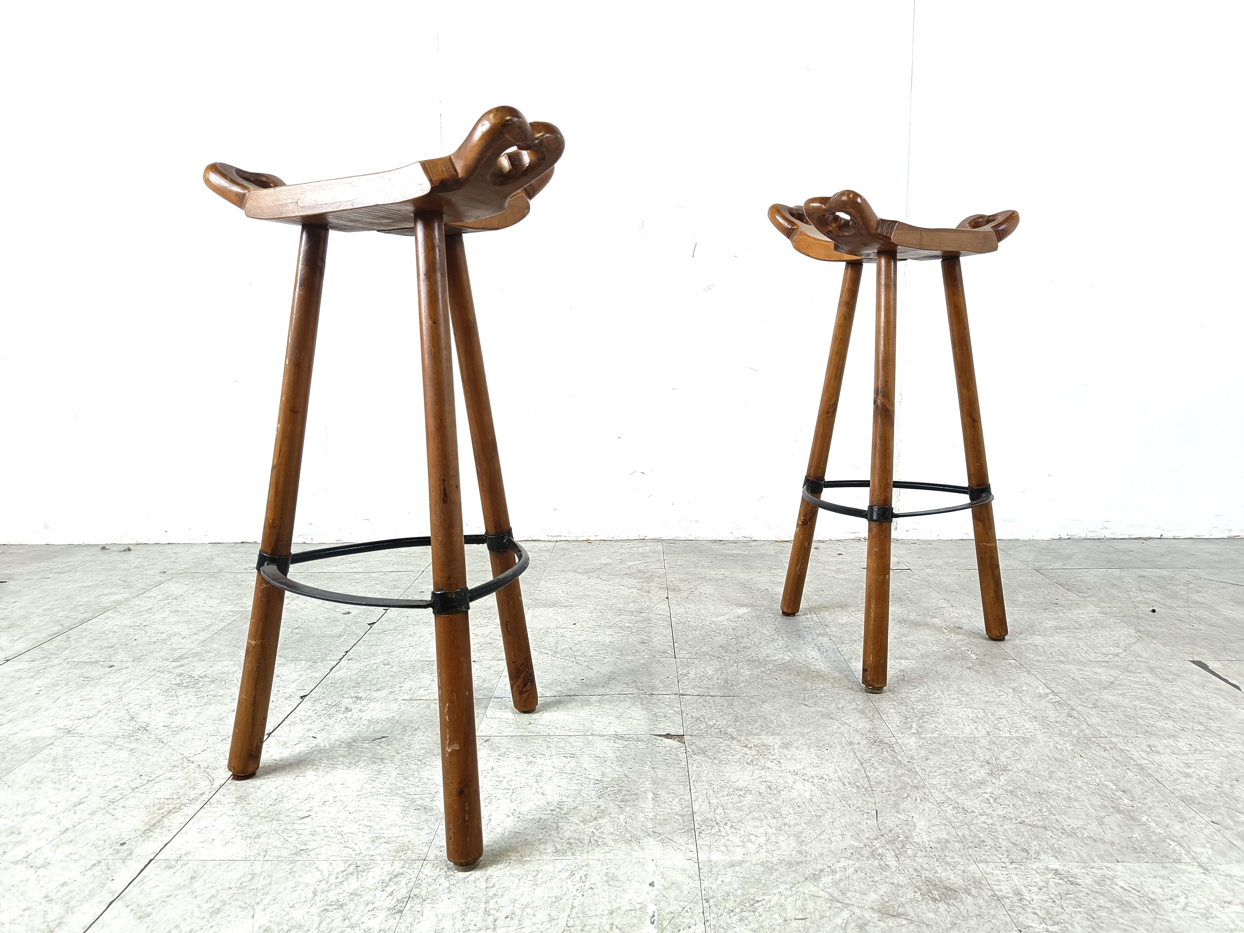 Mid century brutalist bar stools - set of 2, 1960s 2